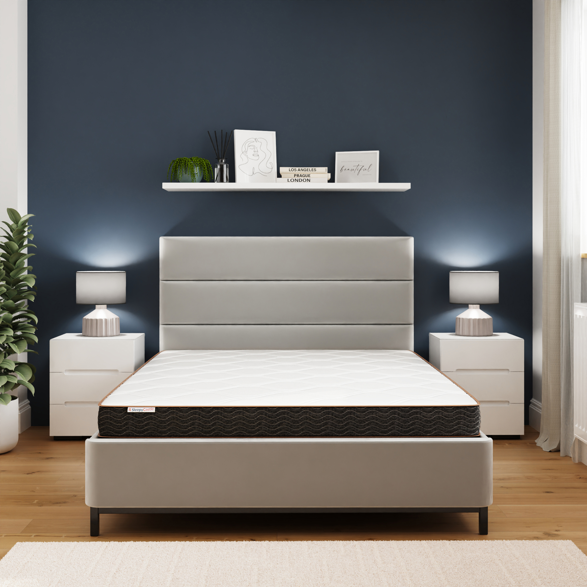 Kingsize Mattress - ANGELA 5ft Bonnell Spring High Quality Durable Mattress White - Campbell Craft