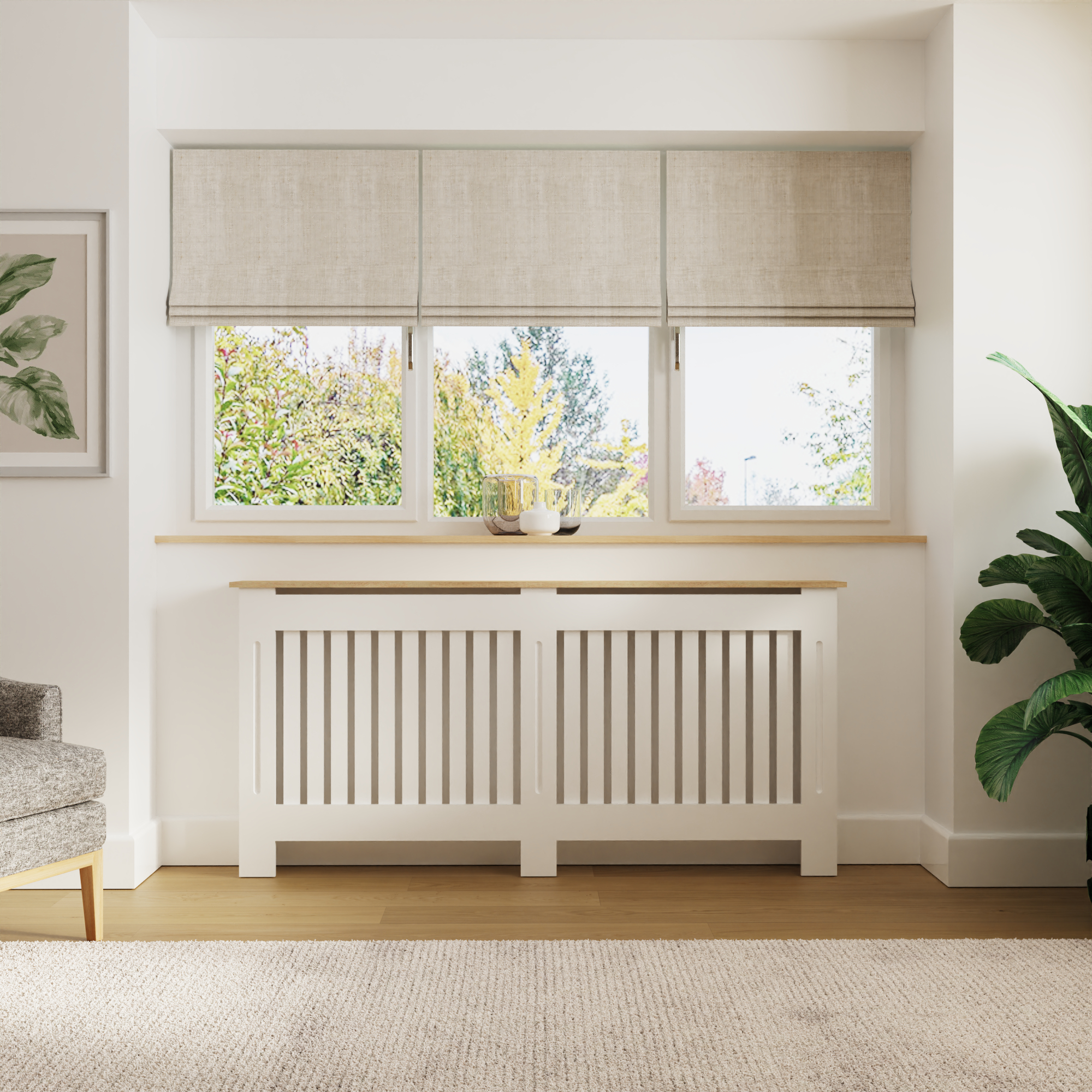 Radiator Cover - Emily Radiator Cover Extra Large White and Oak - Campbell Craft