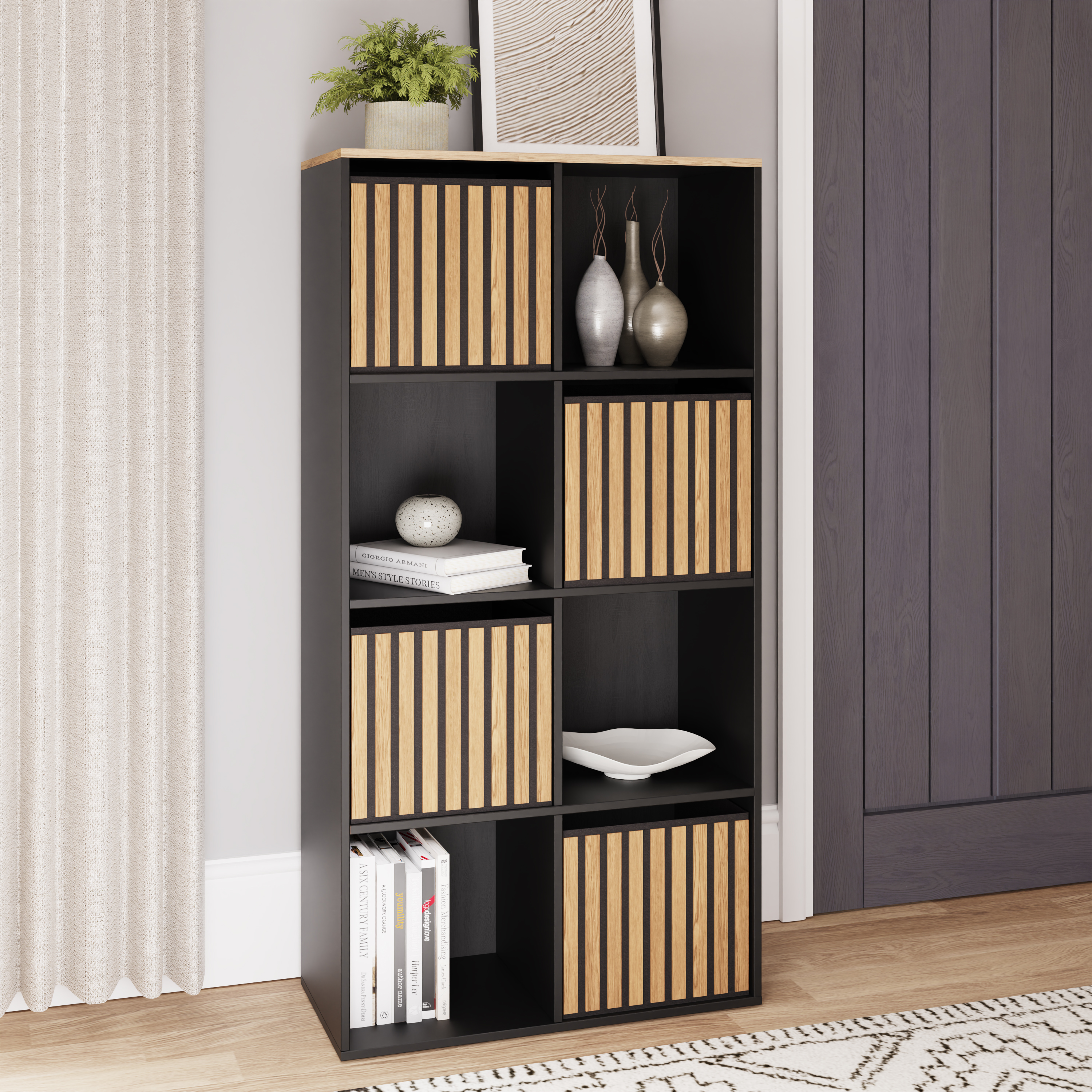 KUBIX 2X4 Storage KUBIX Black/Medium Oak - Campbell Craft