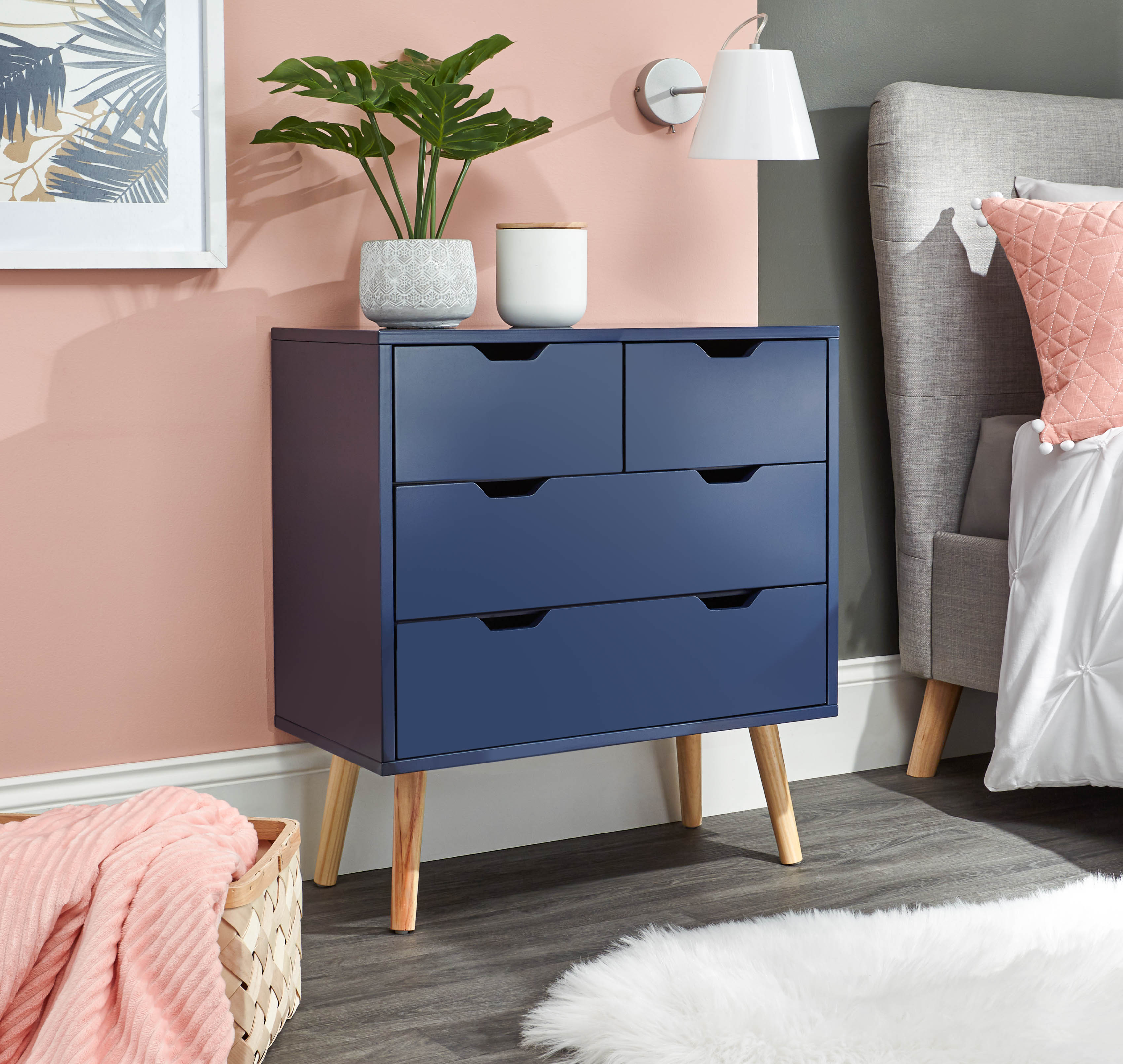 NORTHBAY Blue Chest of Drawers - Small-sized, 4 Drawers - Campbell Craft