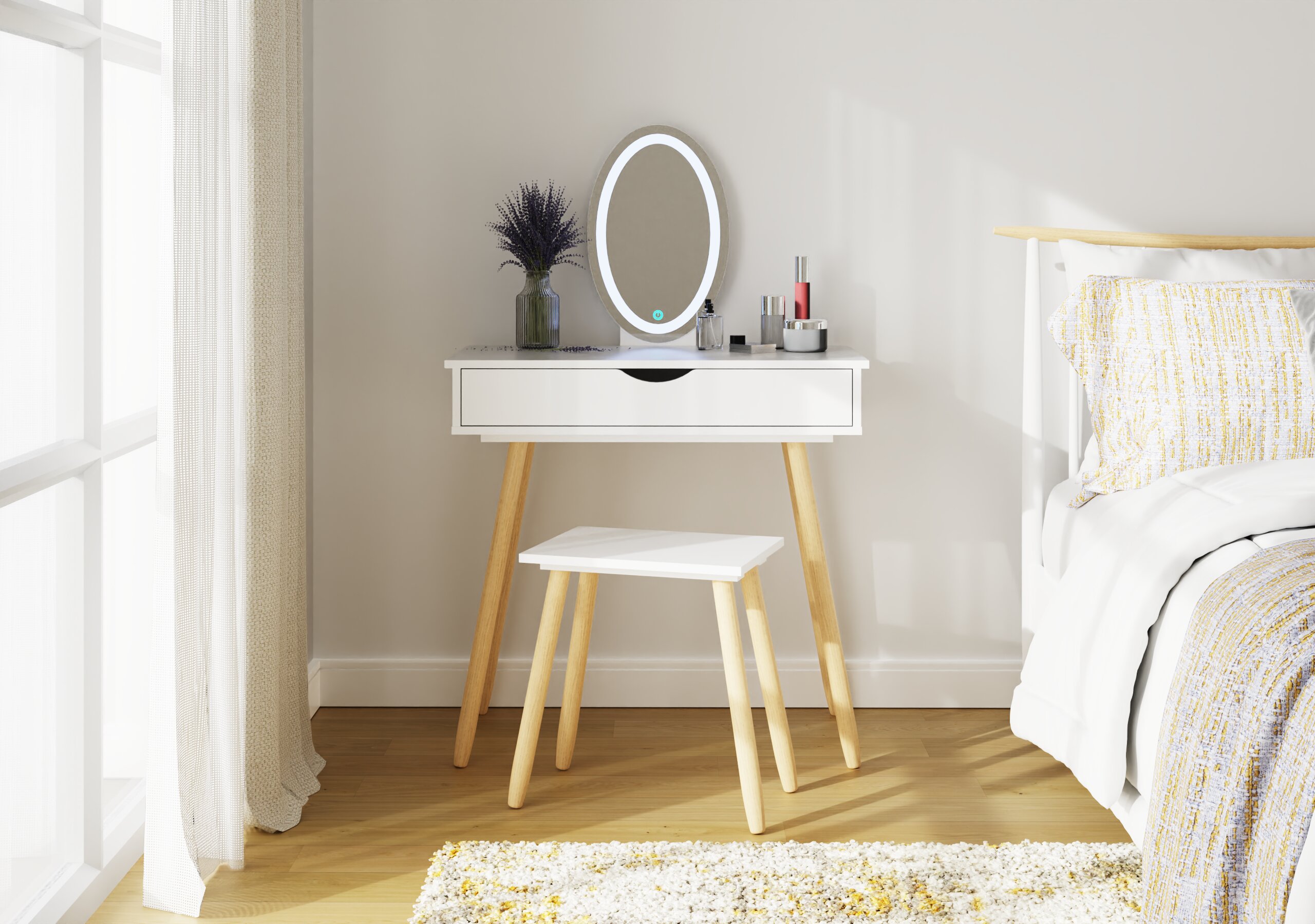 Dressing Table - MAVIS LED Dresser White 80cm - Campbell Craft