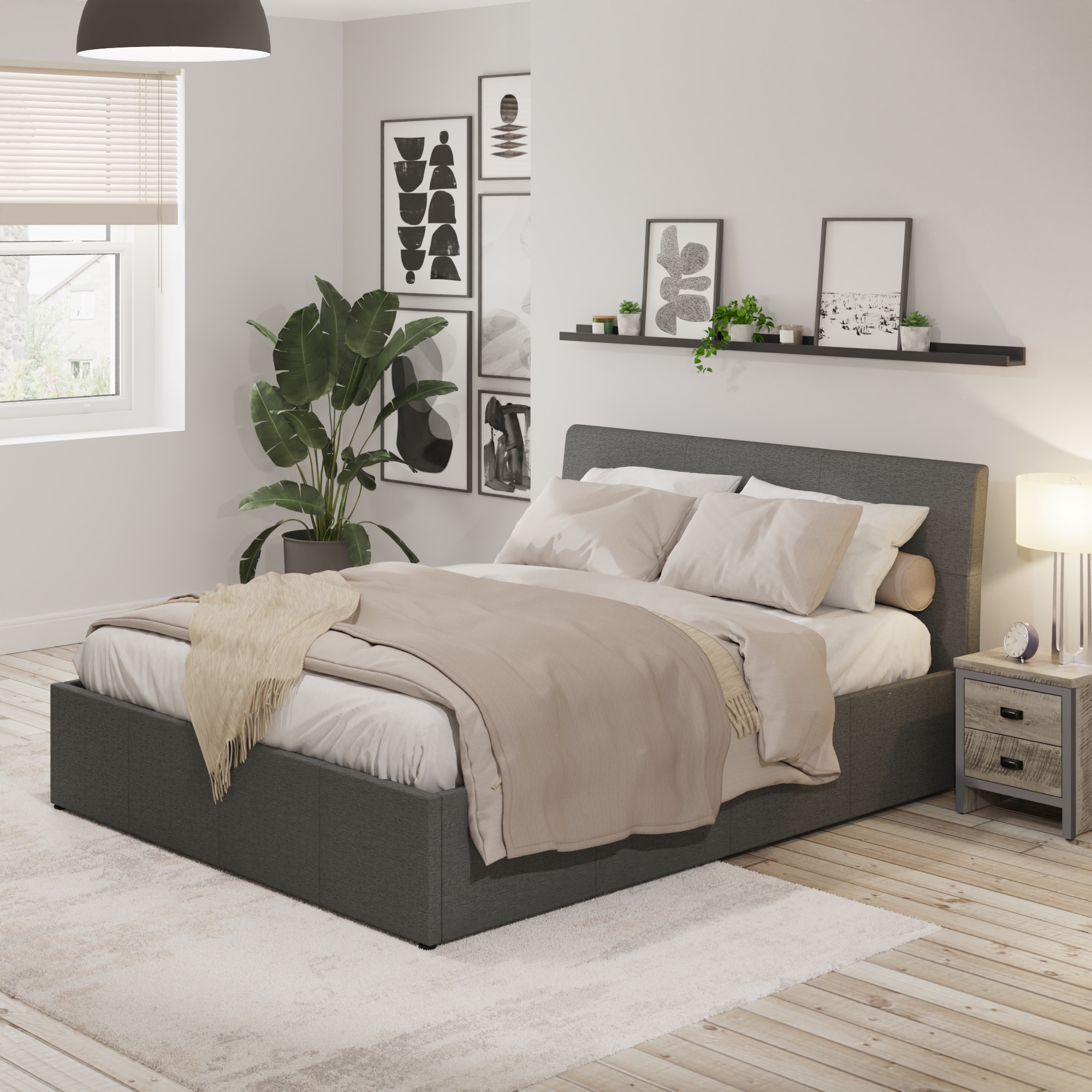 Ascot 135cm Ottoman Grey Fabric - Campbell Craft