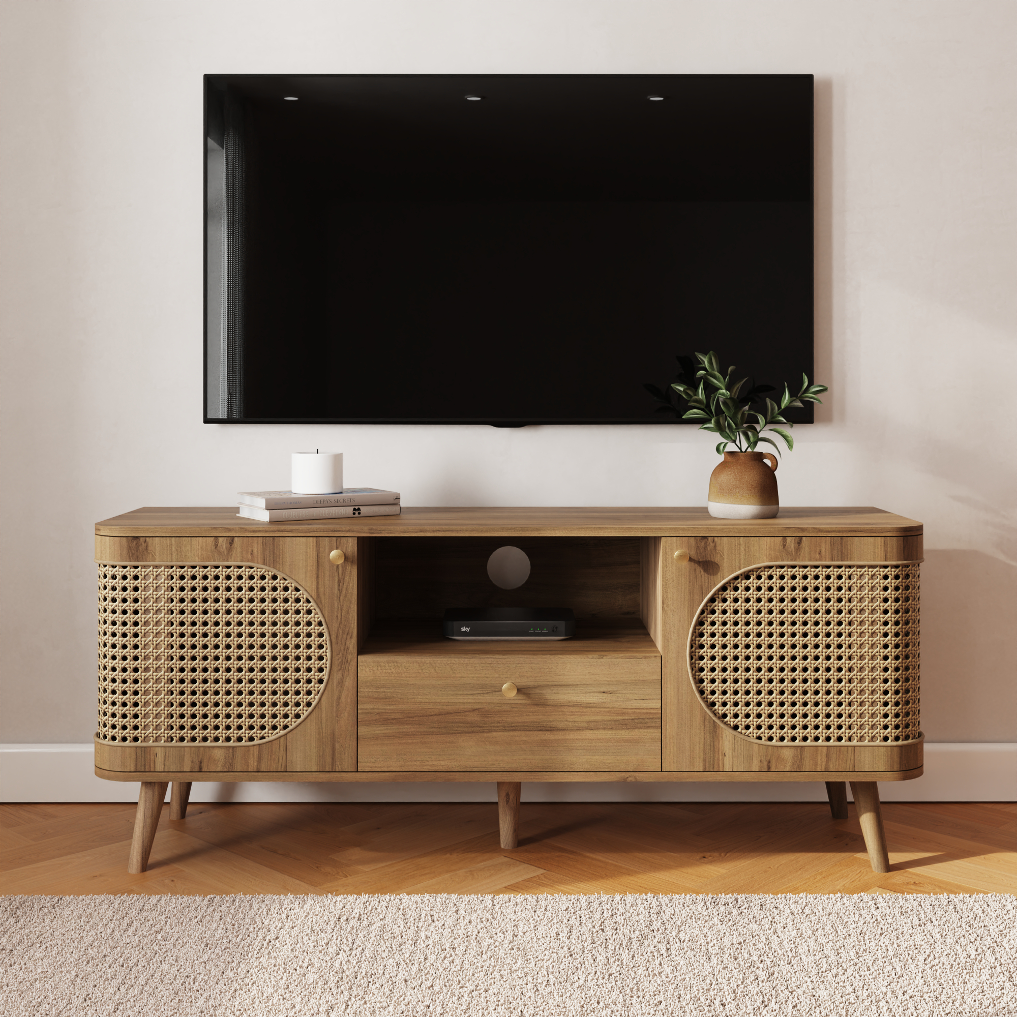 SYLVAN Rattan TV Unit - Oak - Campbell Craft