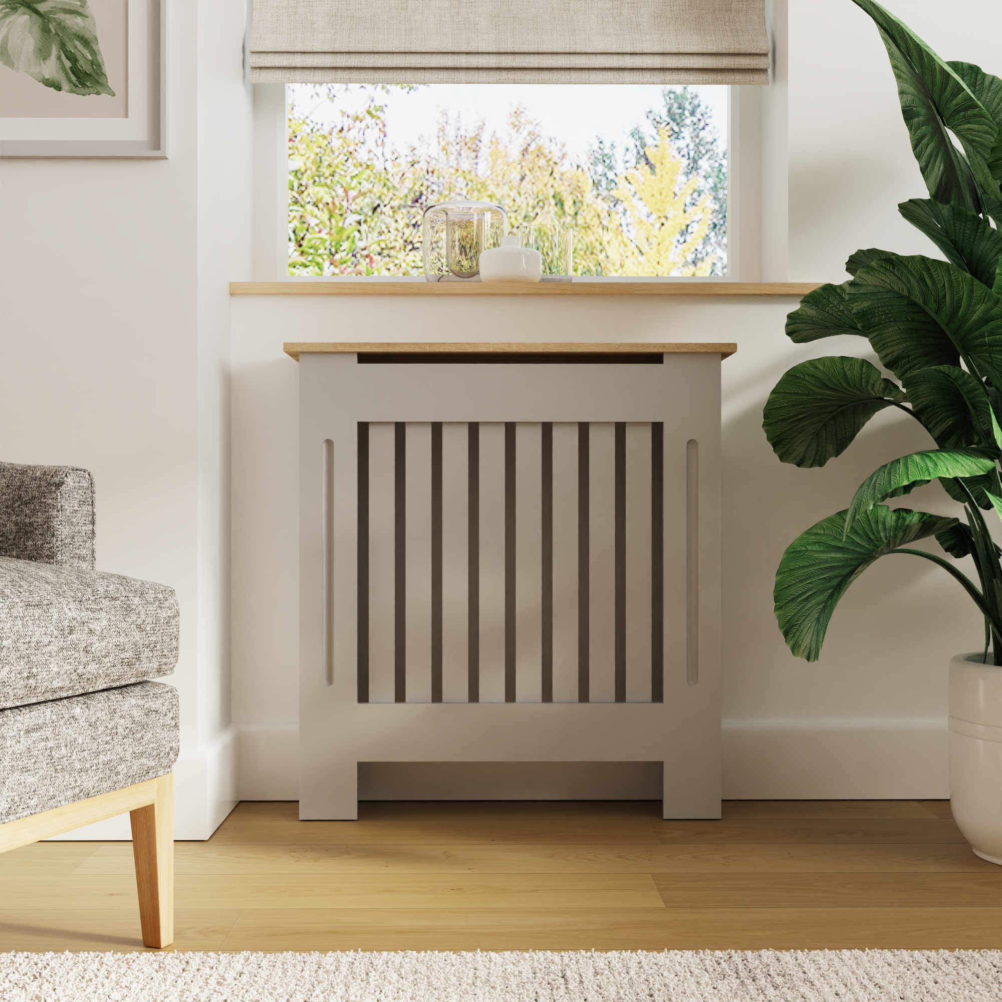 Radiator Cover - Emily Radiator Cover Small Grey and Oak - Campbell Craft