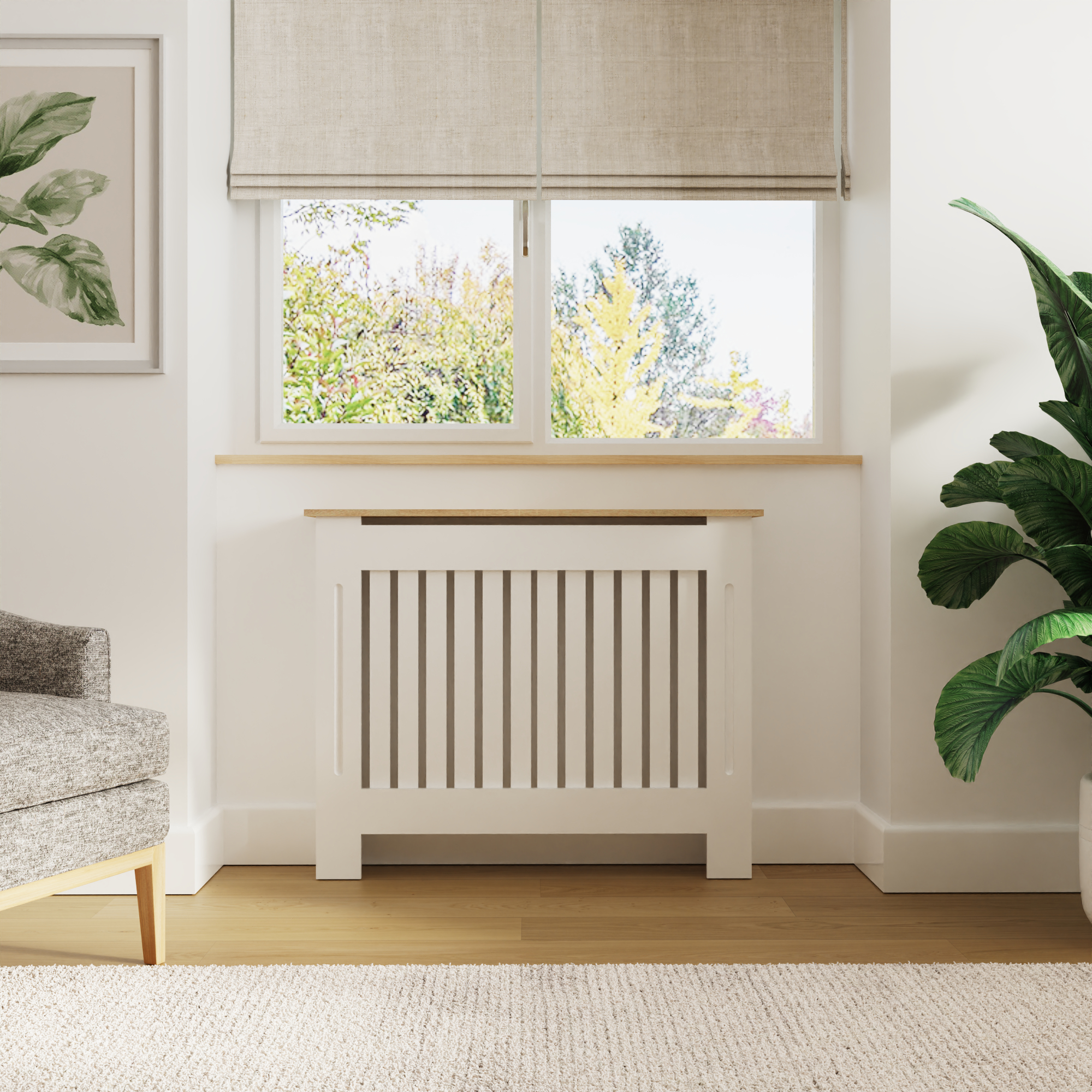 Radiator Cover - Emily Radiator Cover Medium White and Oak - Campbell Craft