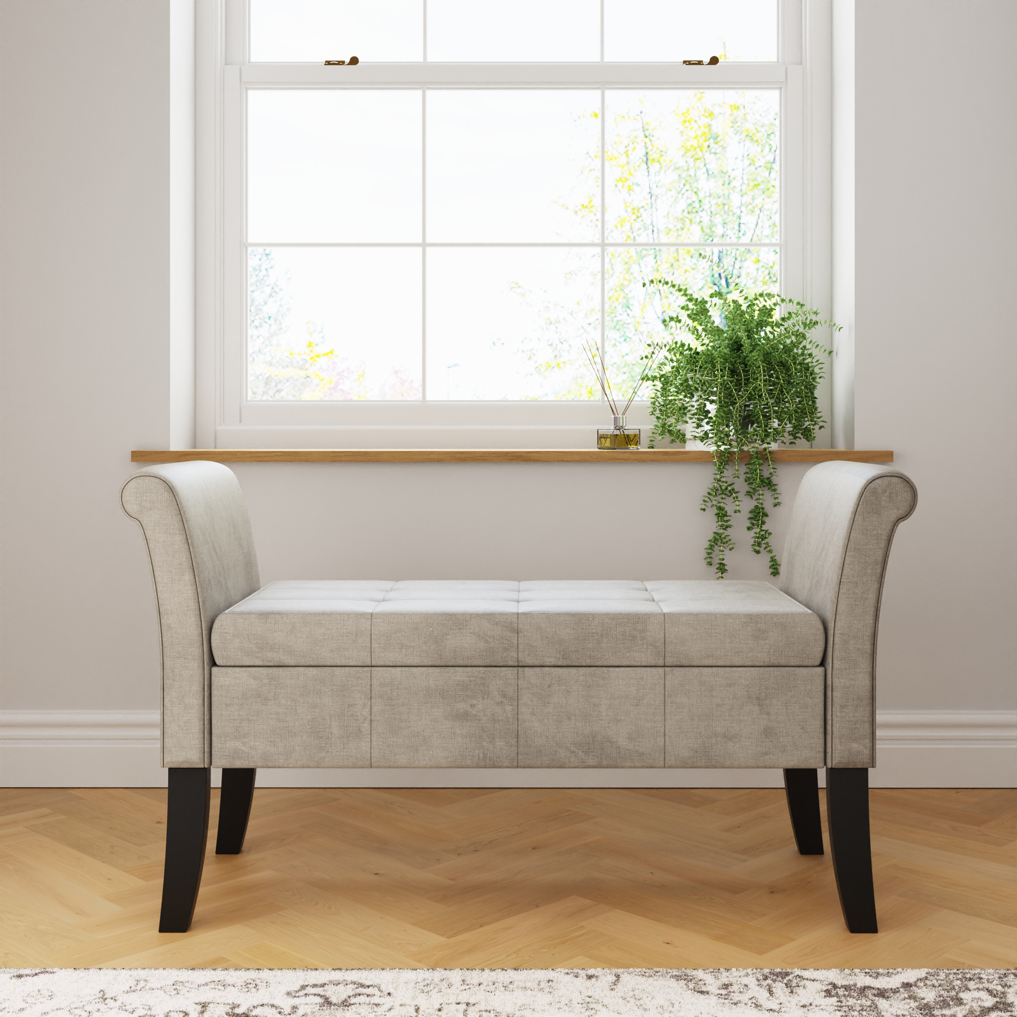 Balmoral Window Seat Silver Chenille - Campbell Craft