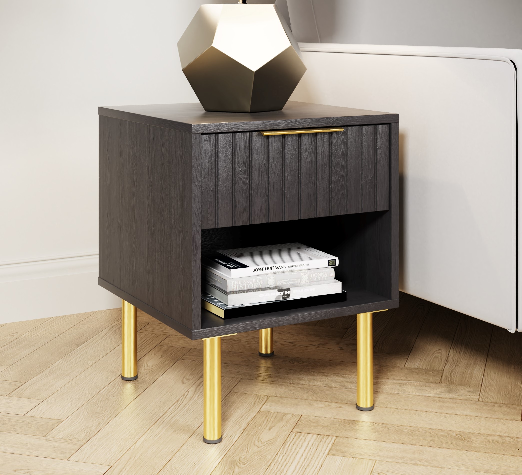 Metropolitan Bliss 1 Drawer Lamp Table - Black - Campbell Craft