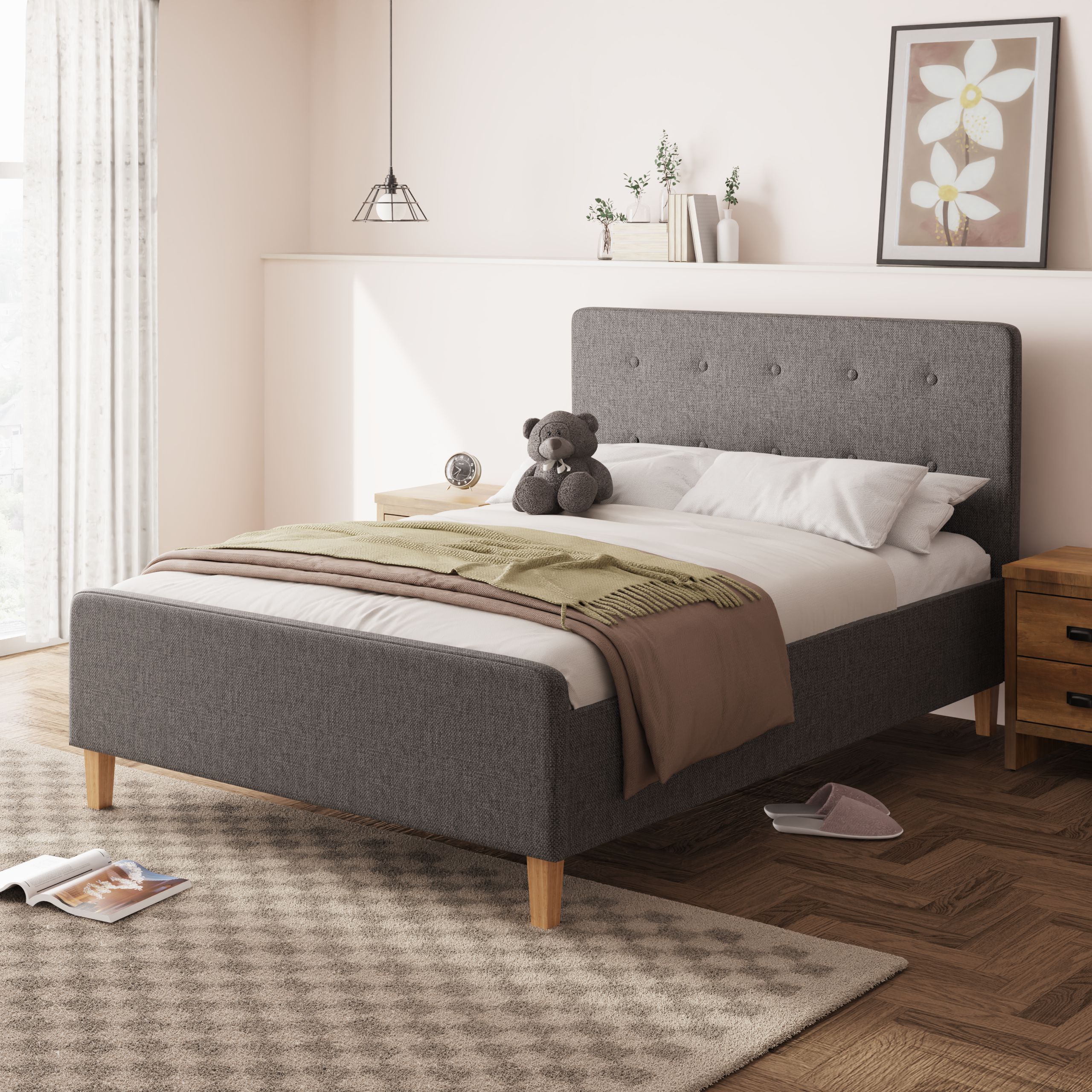 Ashbourne 135cm Ottoman Bed Dark Grey - Campbell Craft