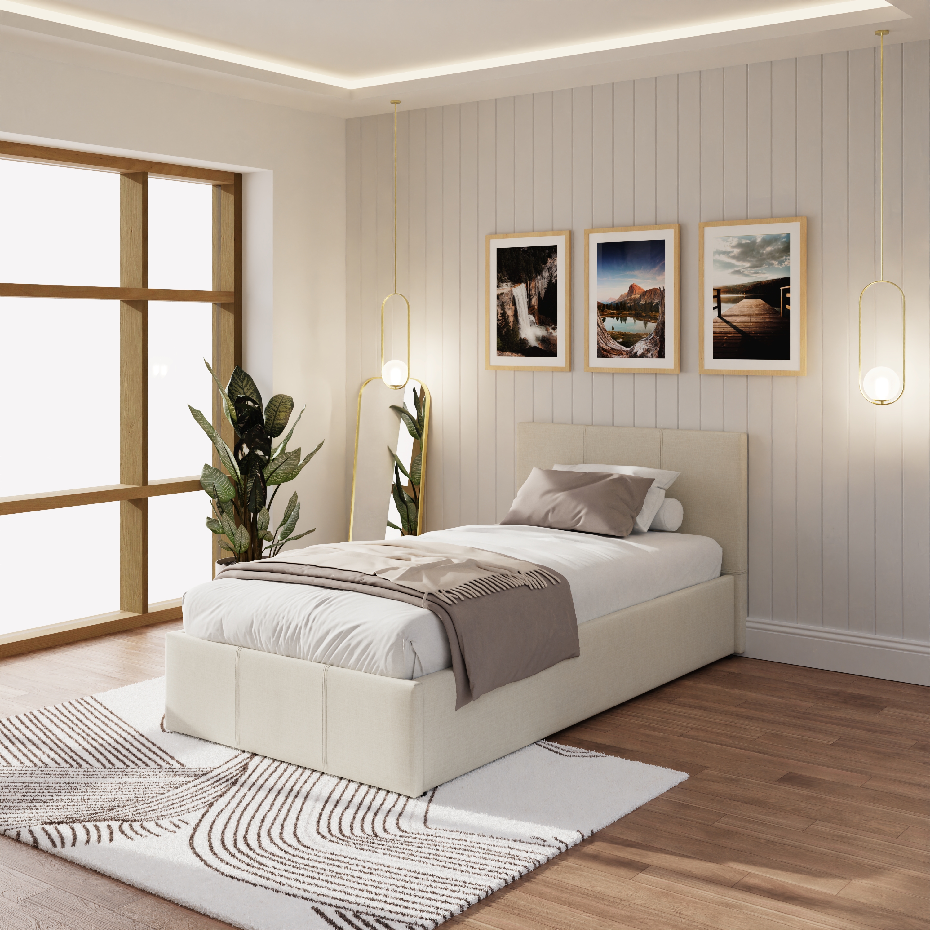 Single Bed - PATRICIA 3ft Ottoman Bed with Storage Natural - Campbell Craft