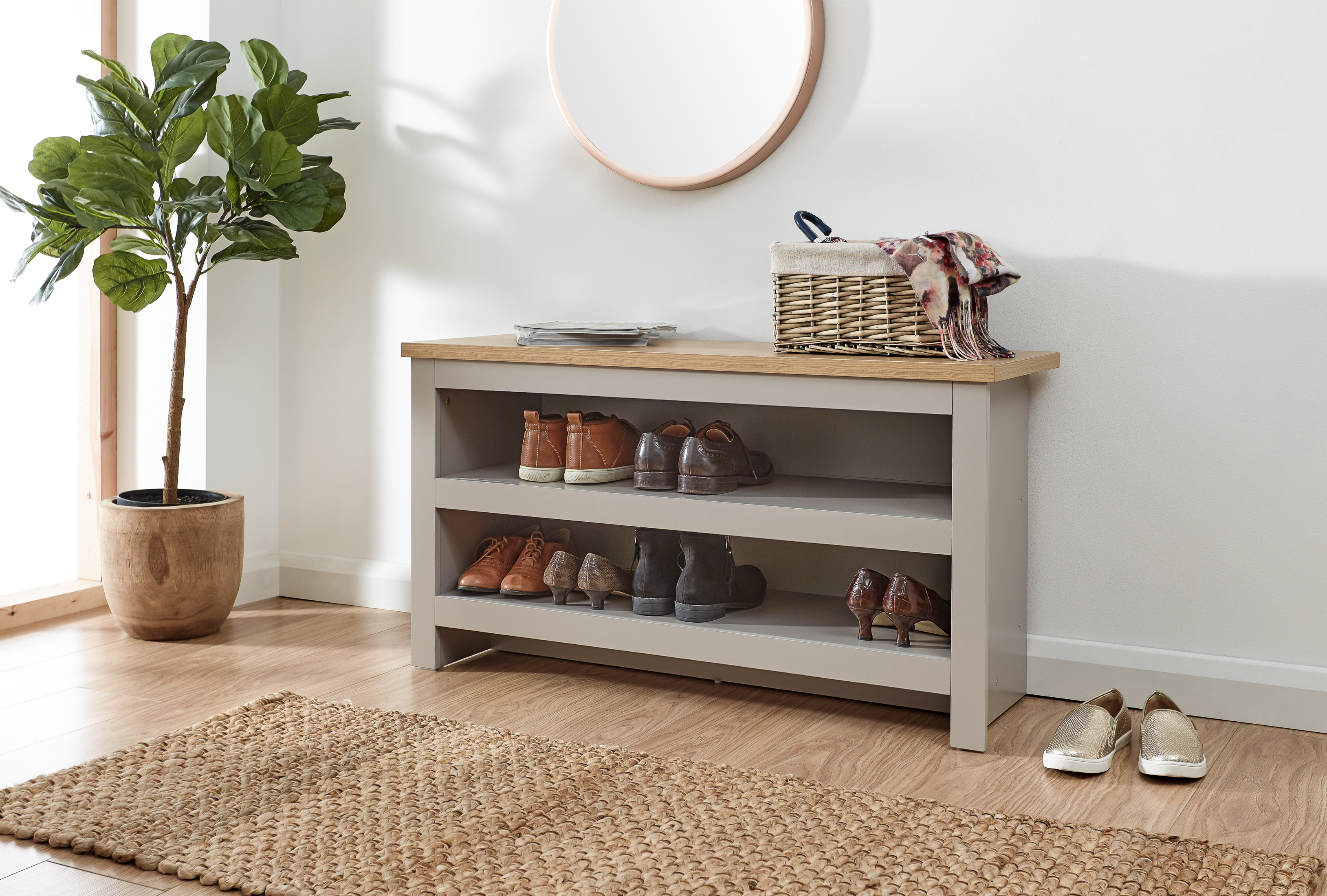 Lancaster Simple Shoe Bench Grey - Campbell Craft