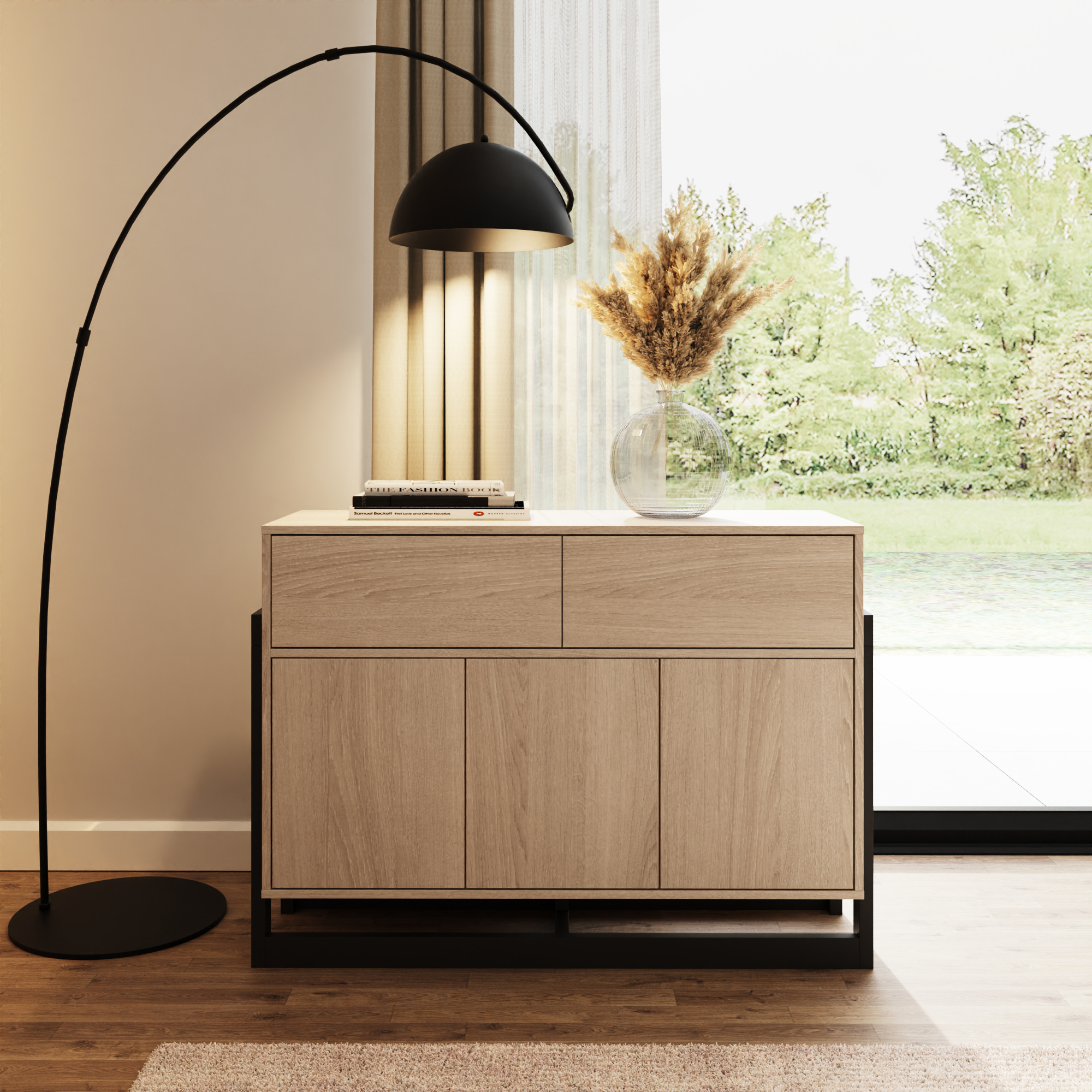 TAIRON 3 Door 2 Drawer Sideboard for Modern Storage - Oak - Campbell Craft
