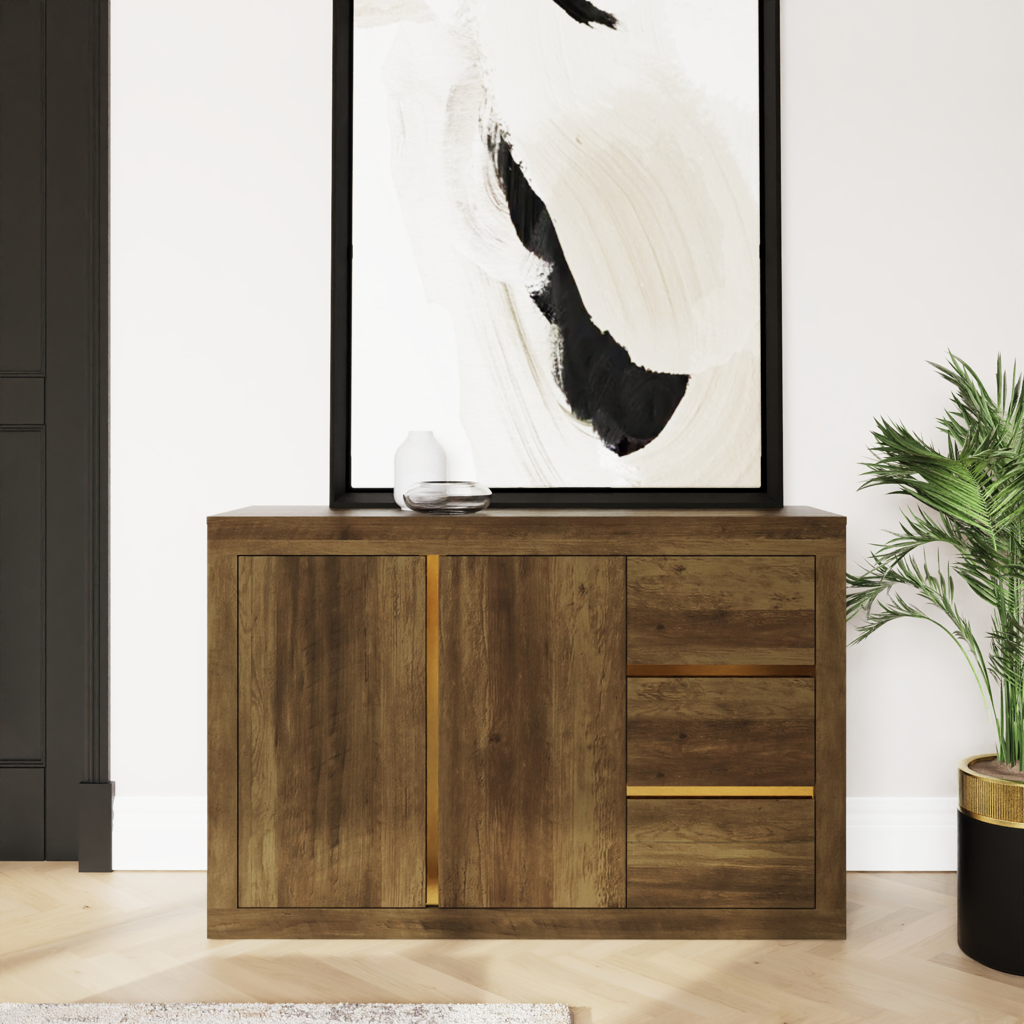 ASTRA Sideboard with 3 Drawers and 2 Doors - Oak - Campbell Craft
