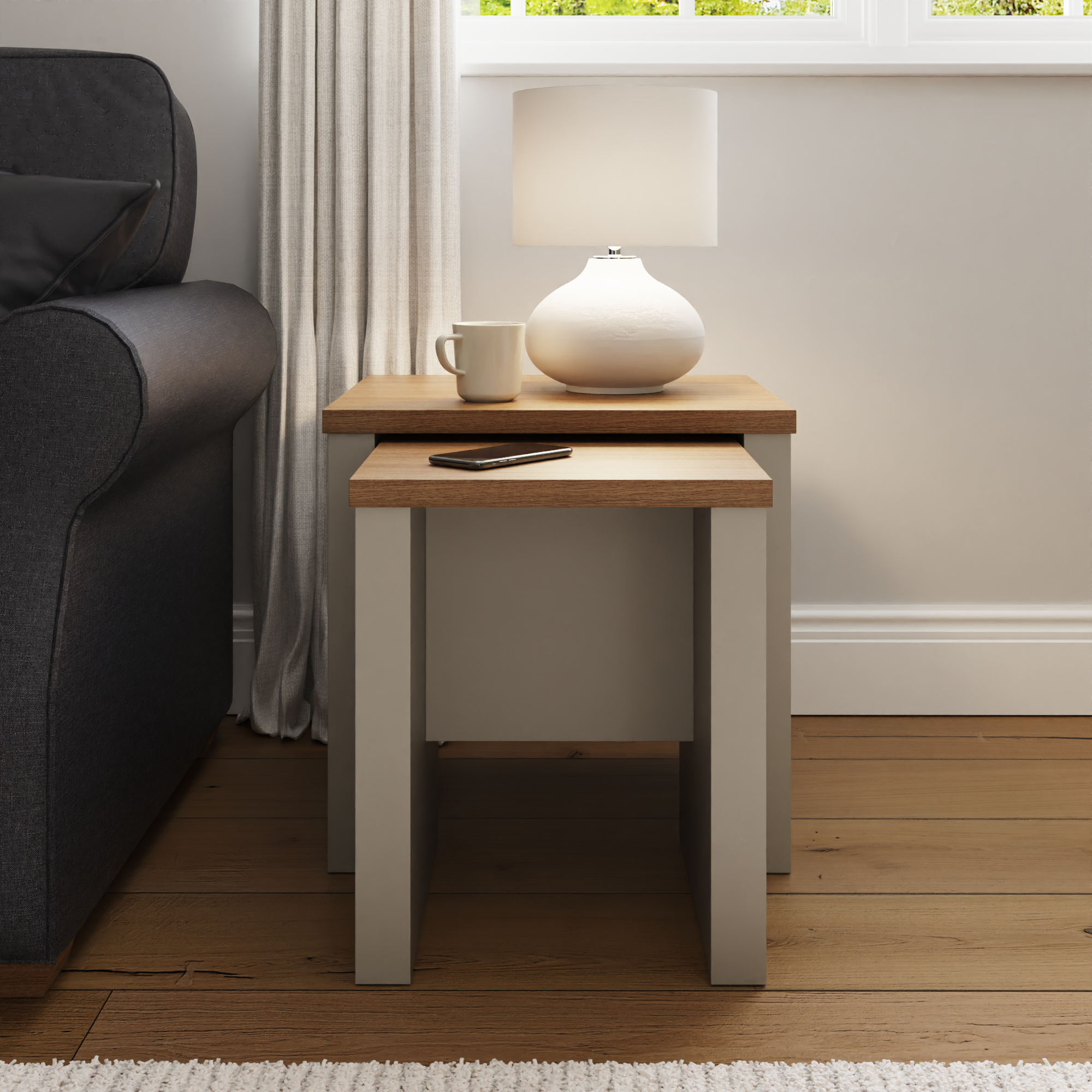 Lancaster Nesting Tables Grey - Campbell Craft