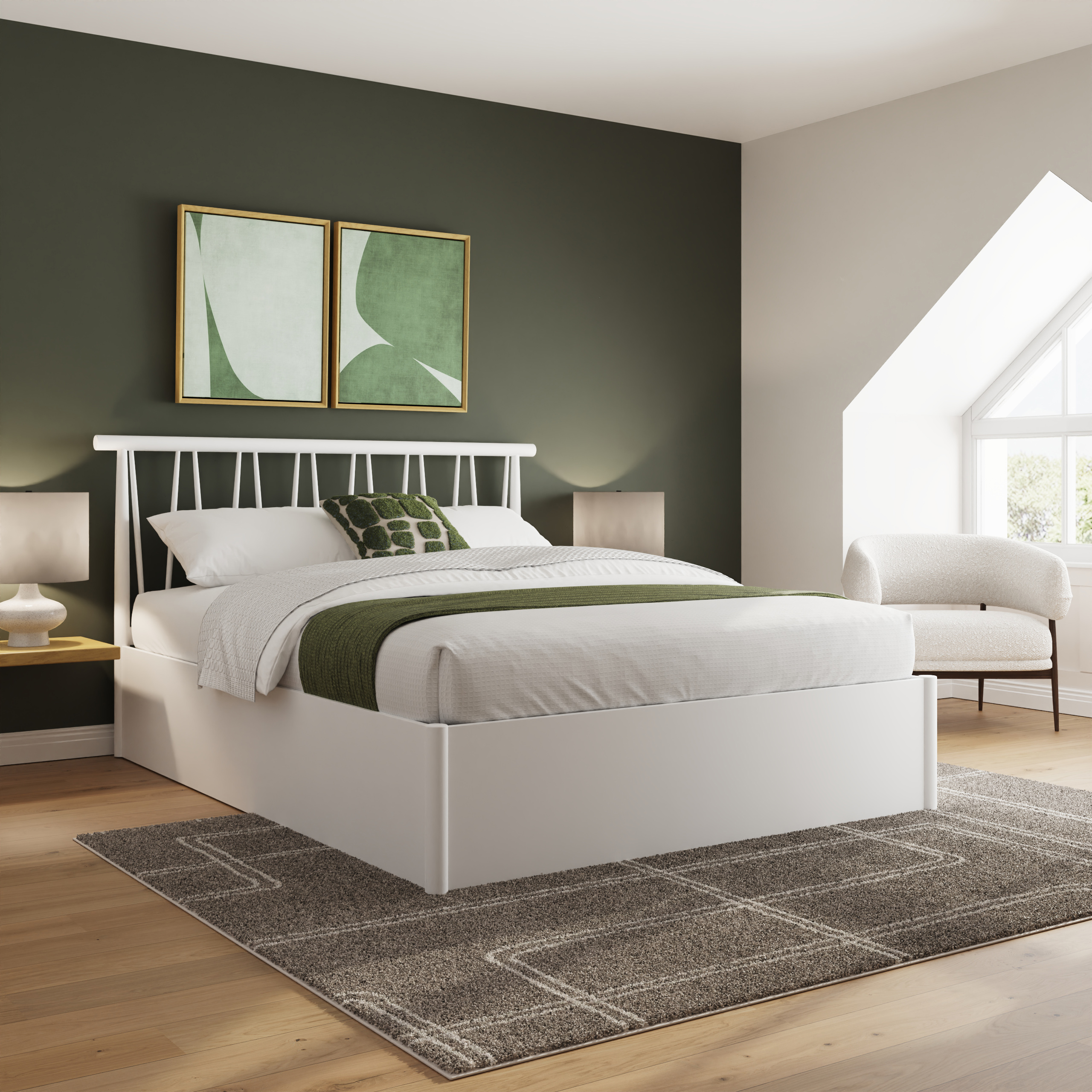 Kingsize Bed - FUZAN 5ft Ottoman White - Campbell Craft