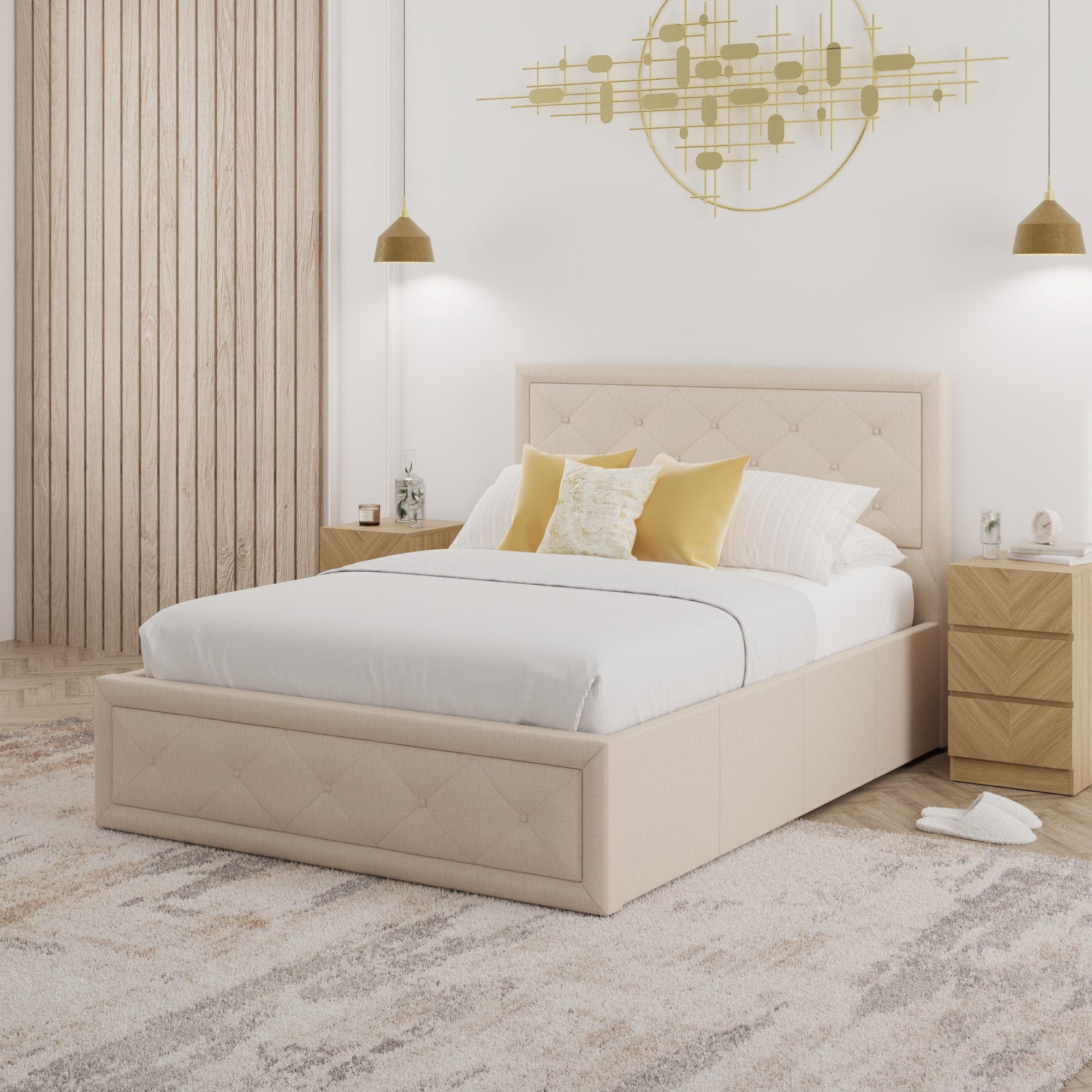 Kingsize Bed - HOLLYVALE 5ft Ottoman Natural - Campbell Craft