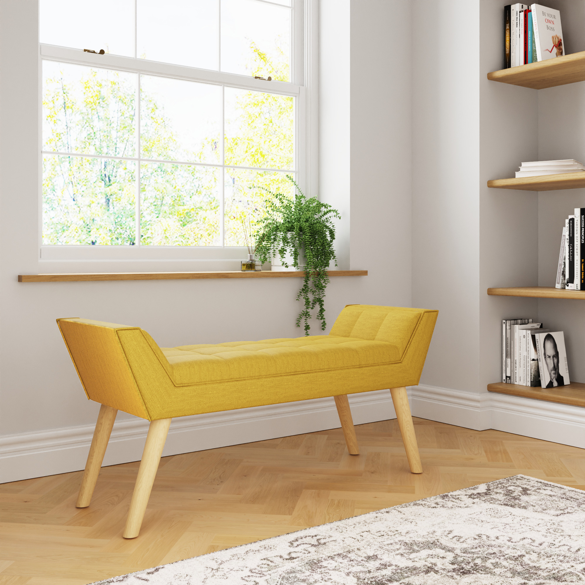 Milan Upholstered Bench Mustard - Campbell Craft