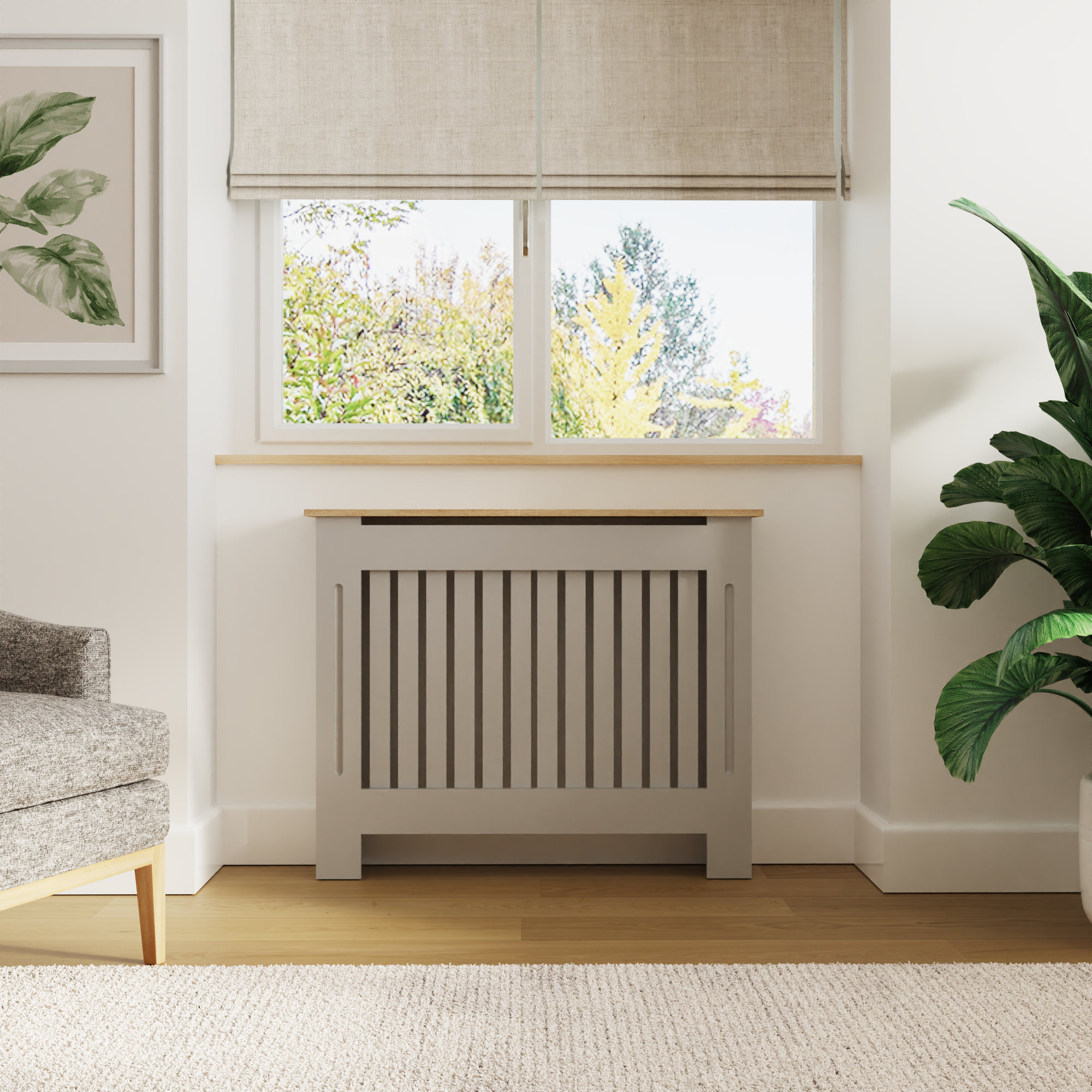 Radiator Cover - Emily Radiator Cover Medium Grey and Oak - Campbell Craft