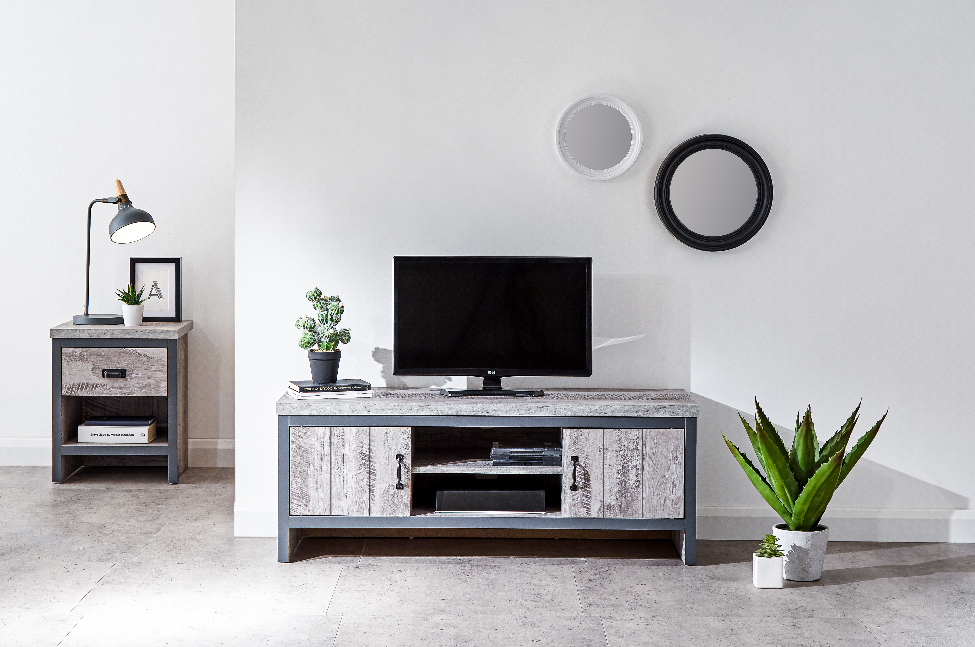 Boston 2 Door Tv Unit Grey - Campbell Craft