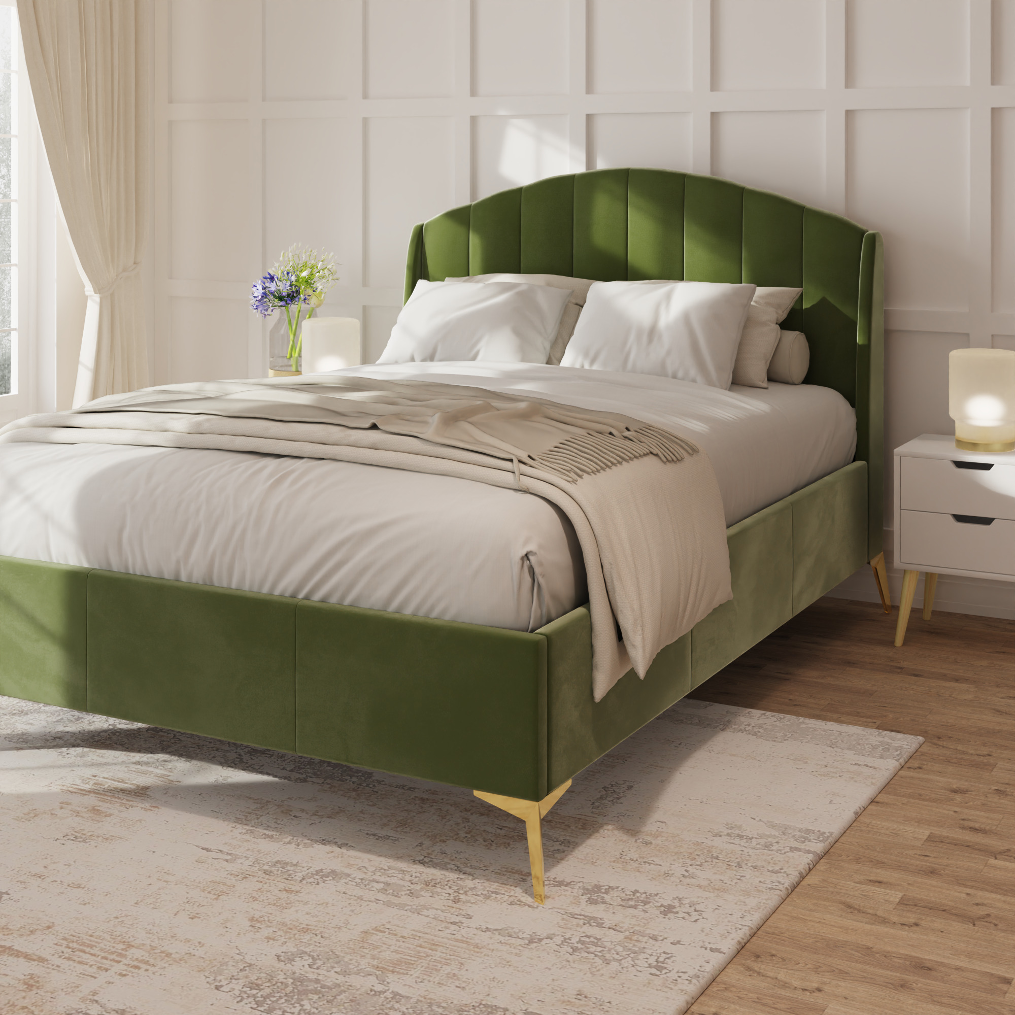 Kingsize Bed - PETRONA 5ft Ottoman Green - Campbell Craft