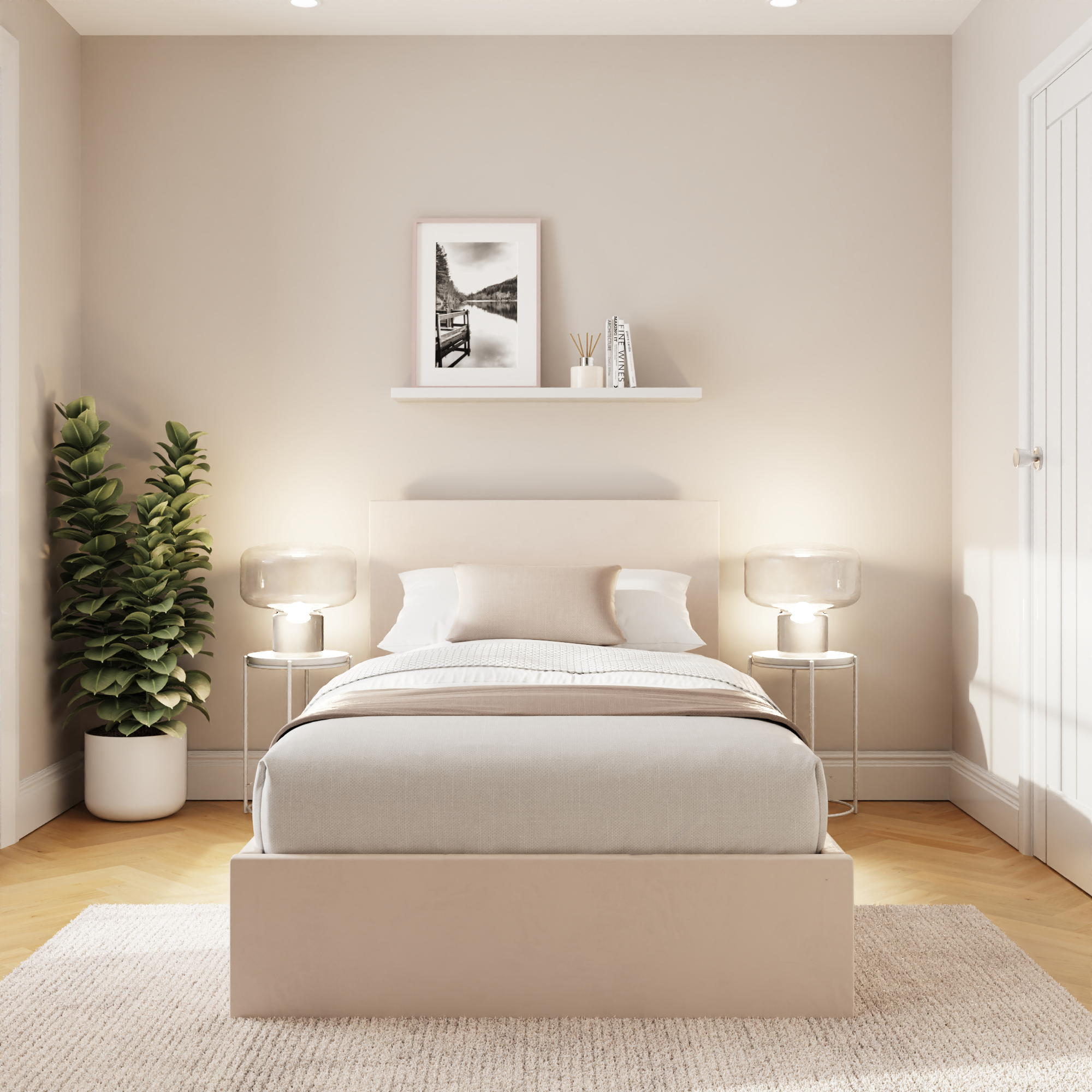 ENLIX Single Velvet Ottoman Storage Bedframe - Natural - Campbell Craft