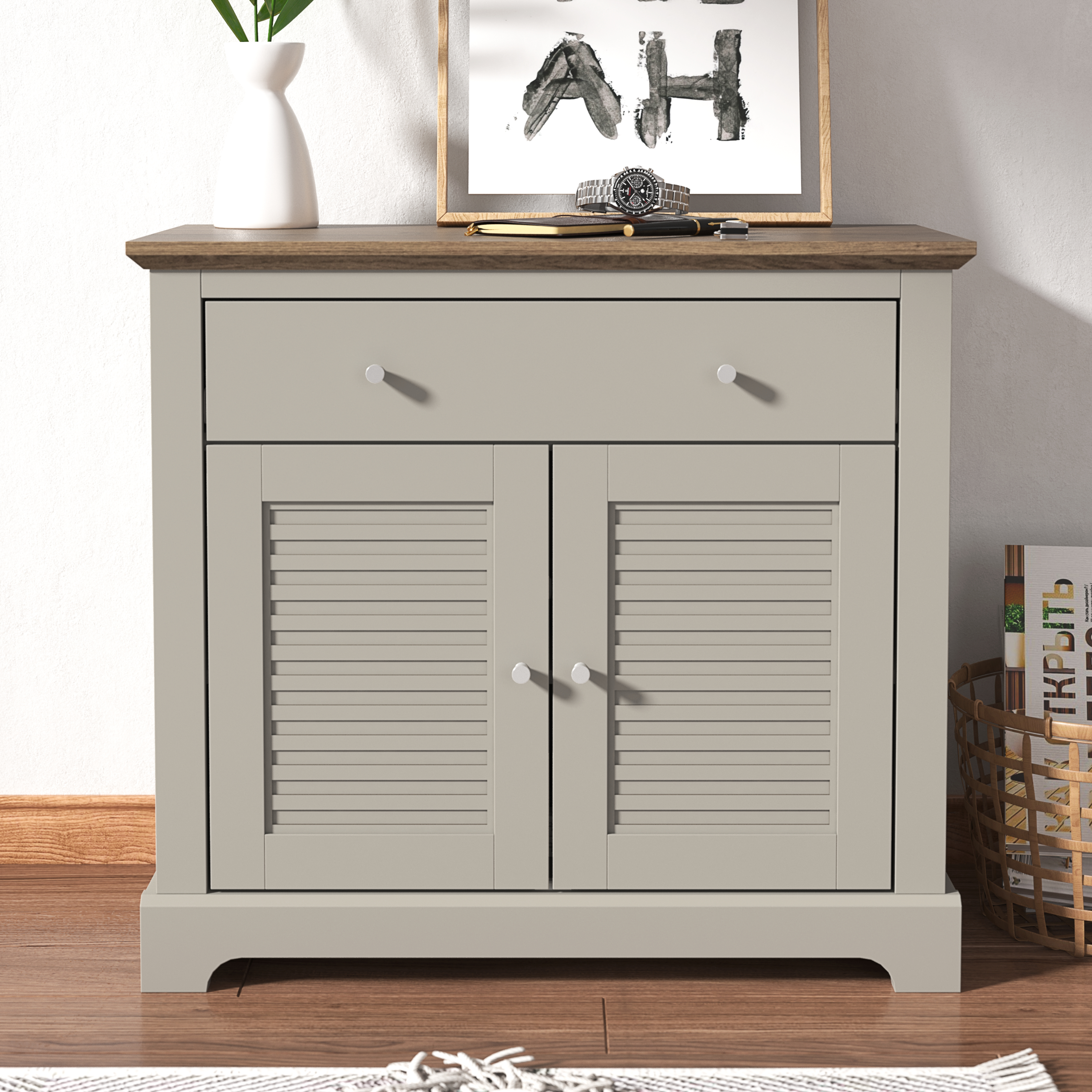 SALMERE Compact Sideboard Light Grey - Campbell Craft