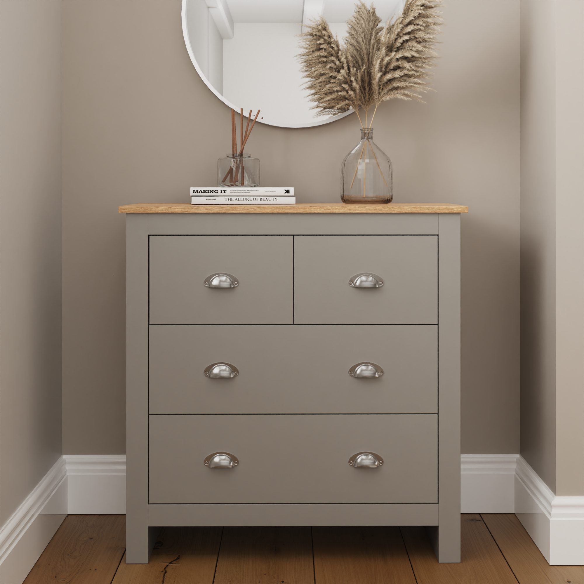 LEVIS Grey Chest of Drawers - Medium-sized, 4 Drawers - Campbell Craft
