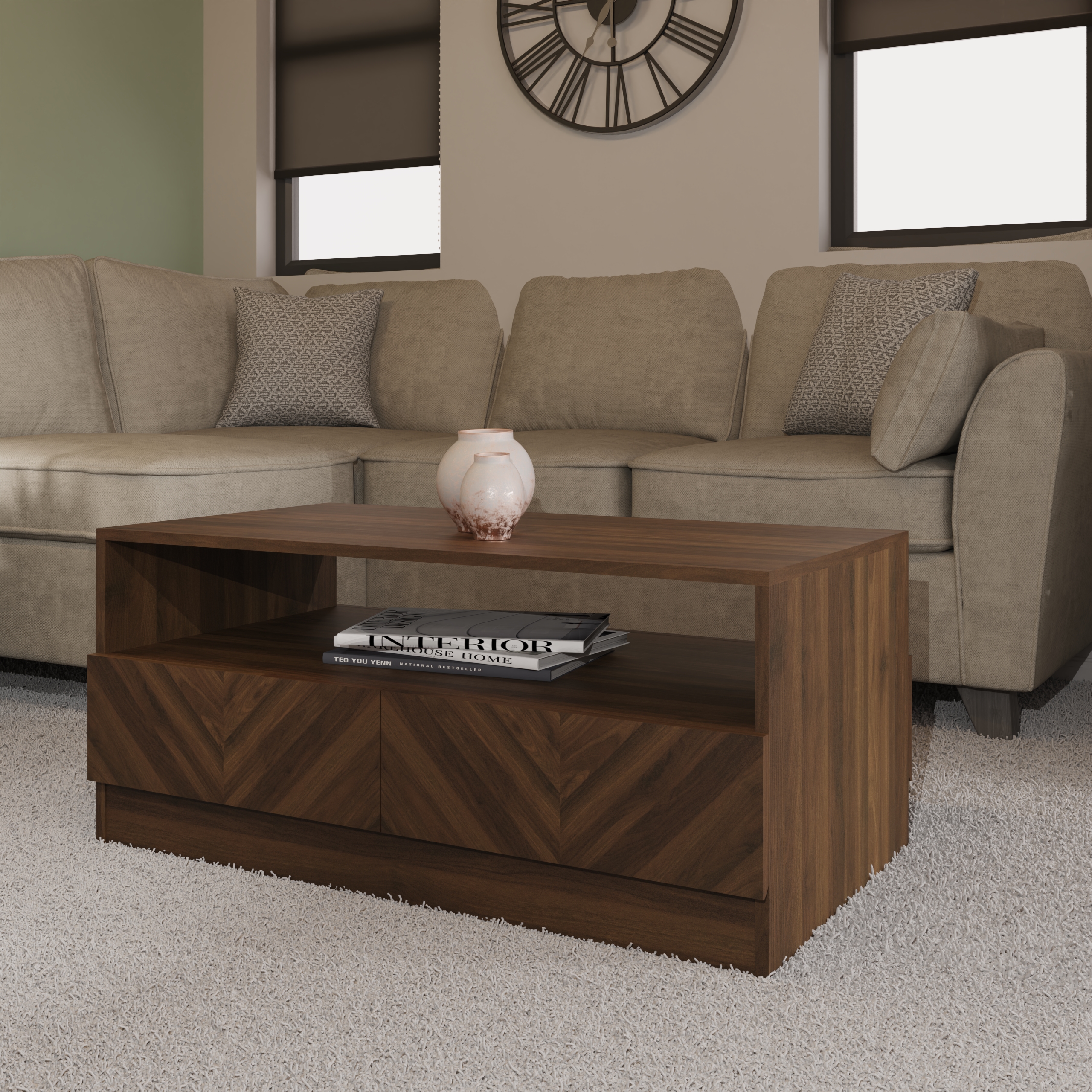 Quattro Rectangular Coffee Table - Royal Walnut - Campbell Craft