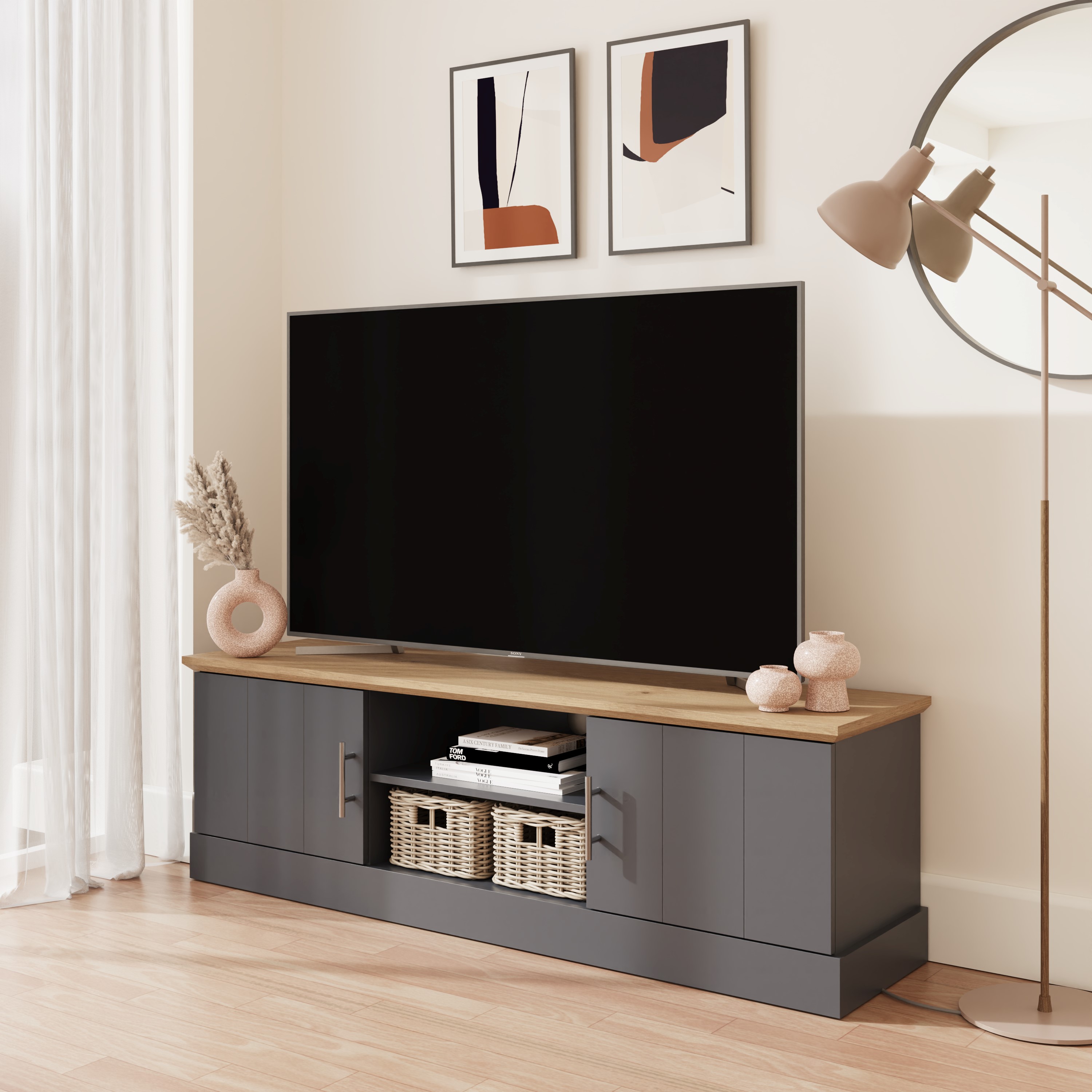 Kendal Large Tv Unit Slate Blue - Campbell Craft