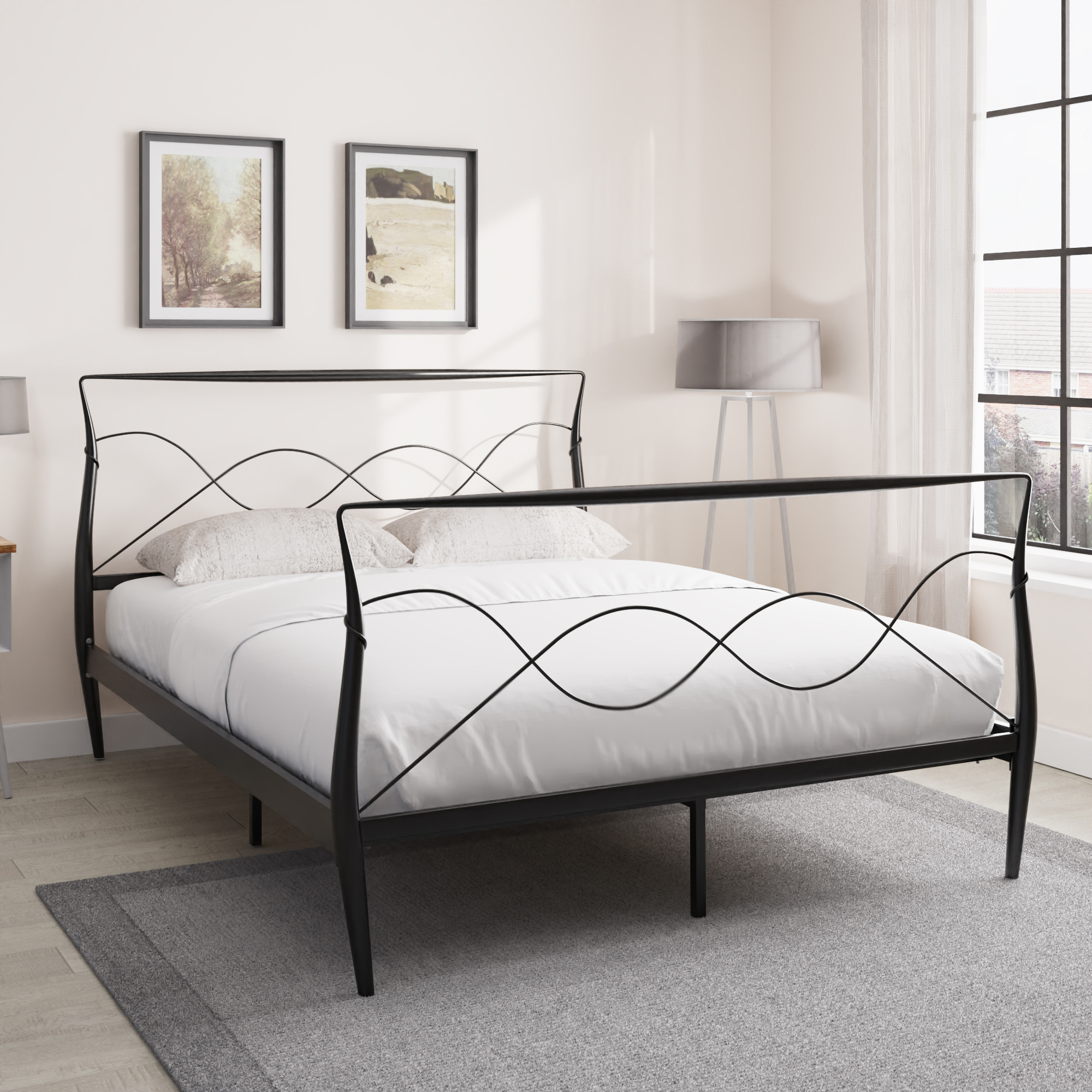 Kingsize Bed - RIVONA 5ft Metal Black - Campbell Craft