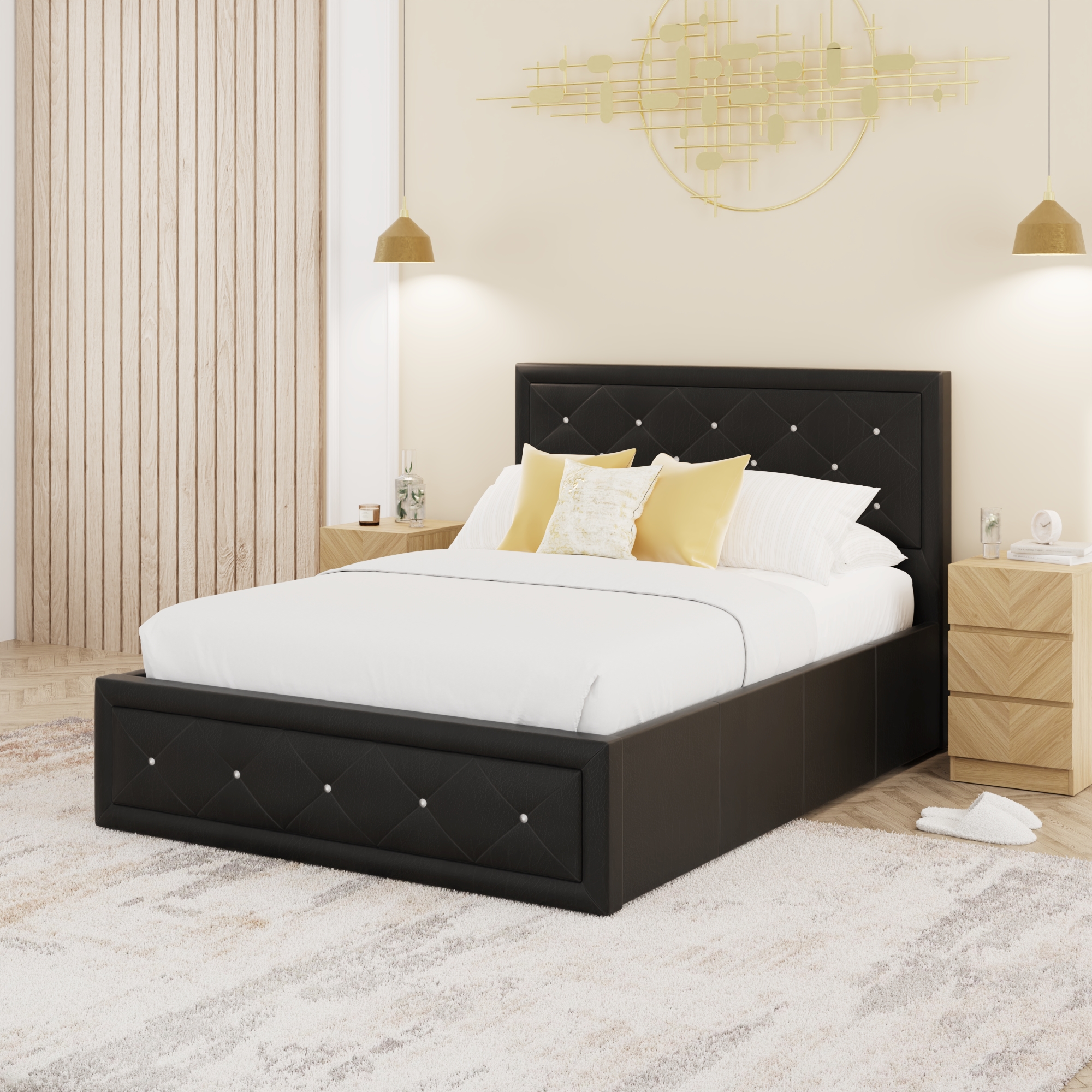 Hollywood Kingsize Bed Gas Lift Black - Campbell Craft