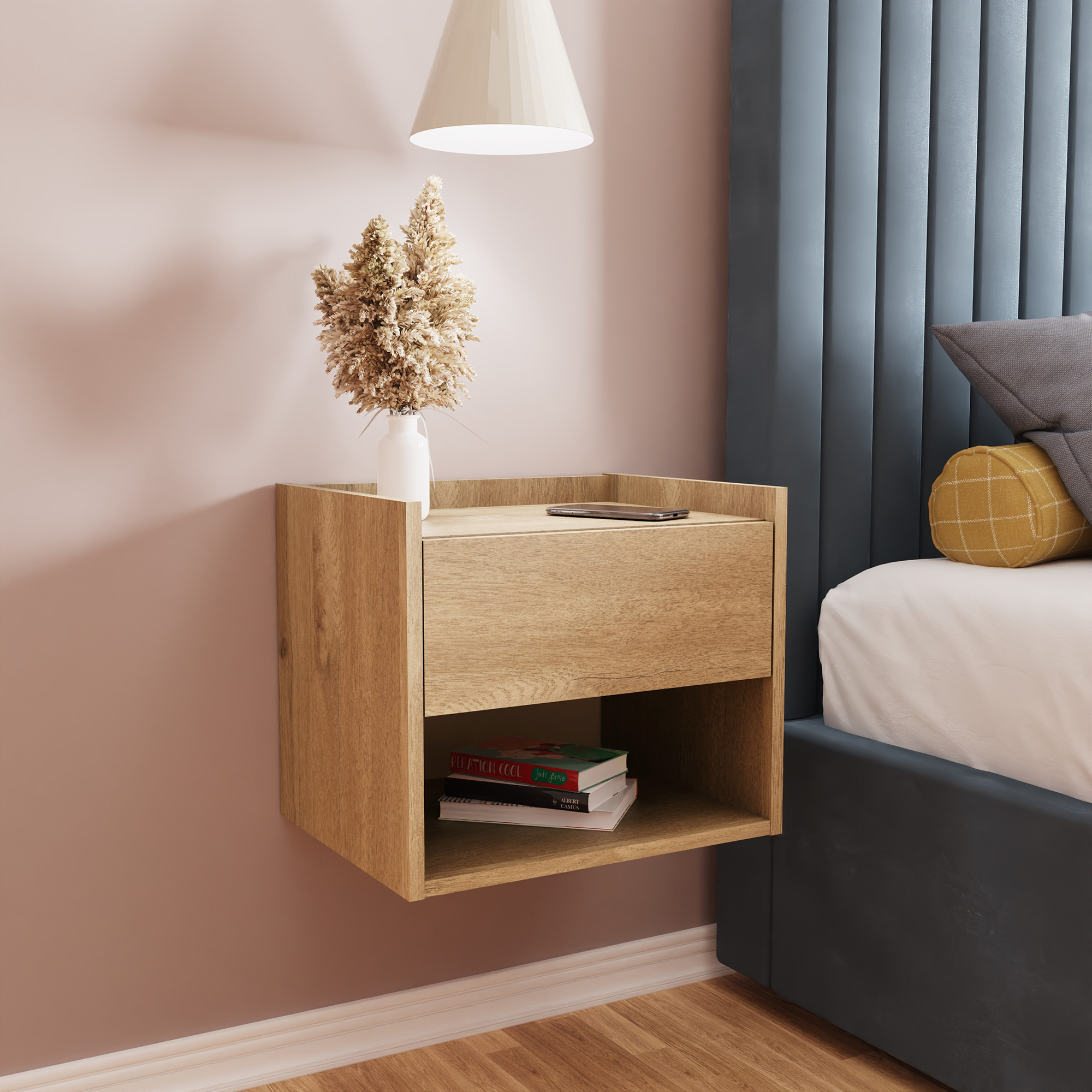 Bedside Table - HARMONY Nightstand Oak 42.5cm - Campbell Craft