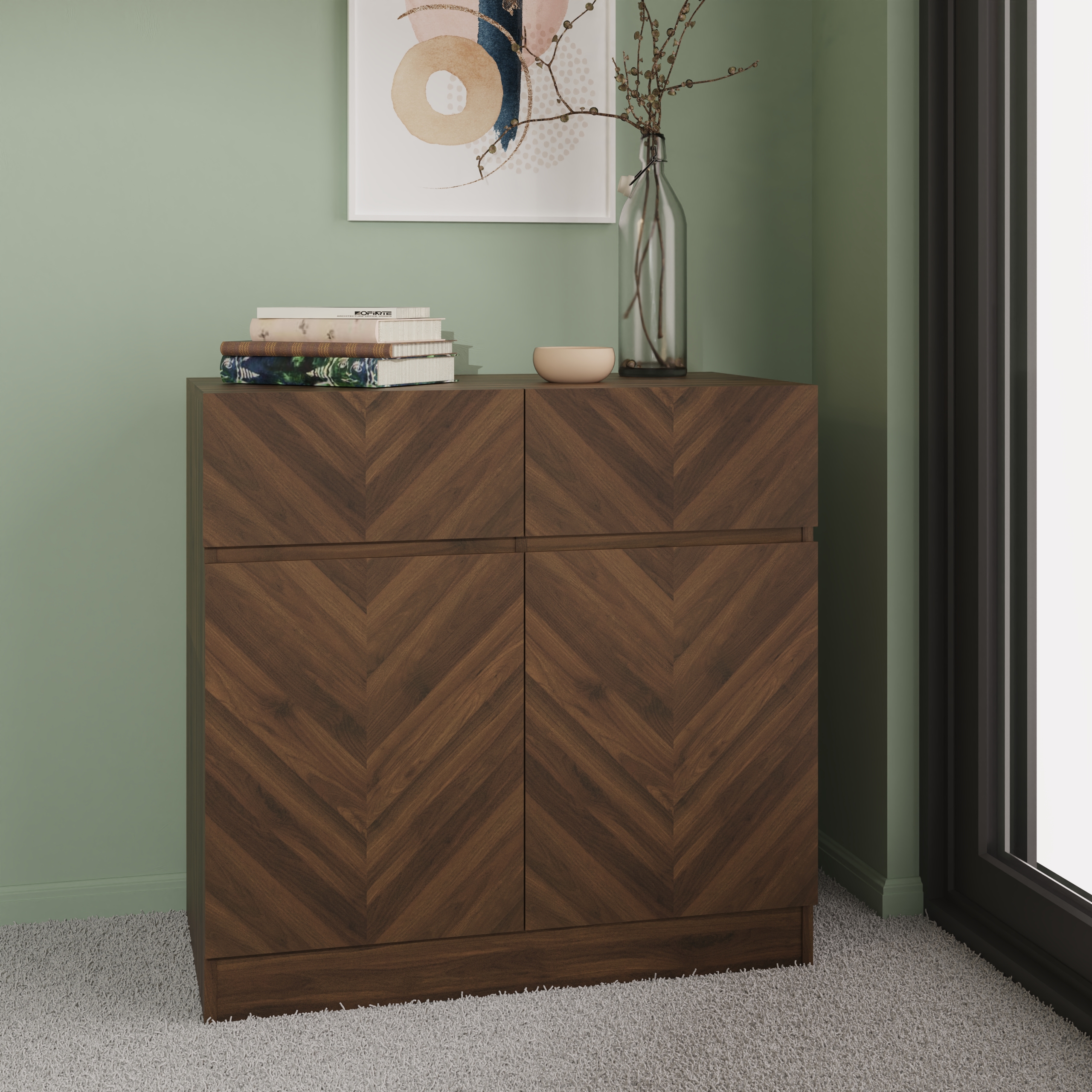 Quattro Compact Sideboard - Royal Walnut - Campbell Craft