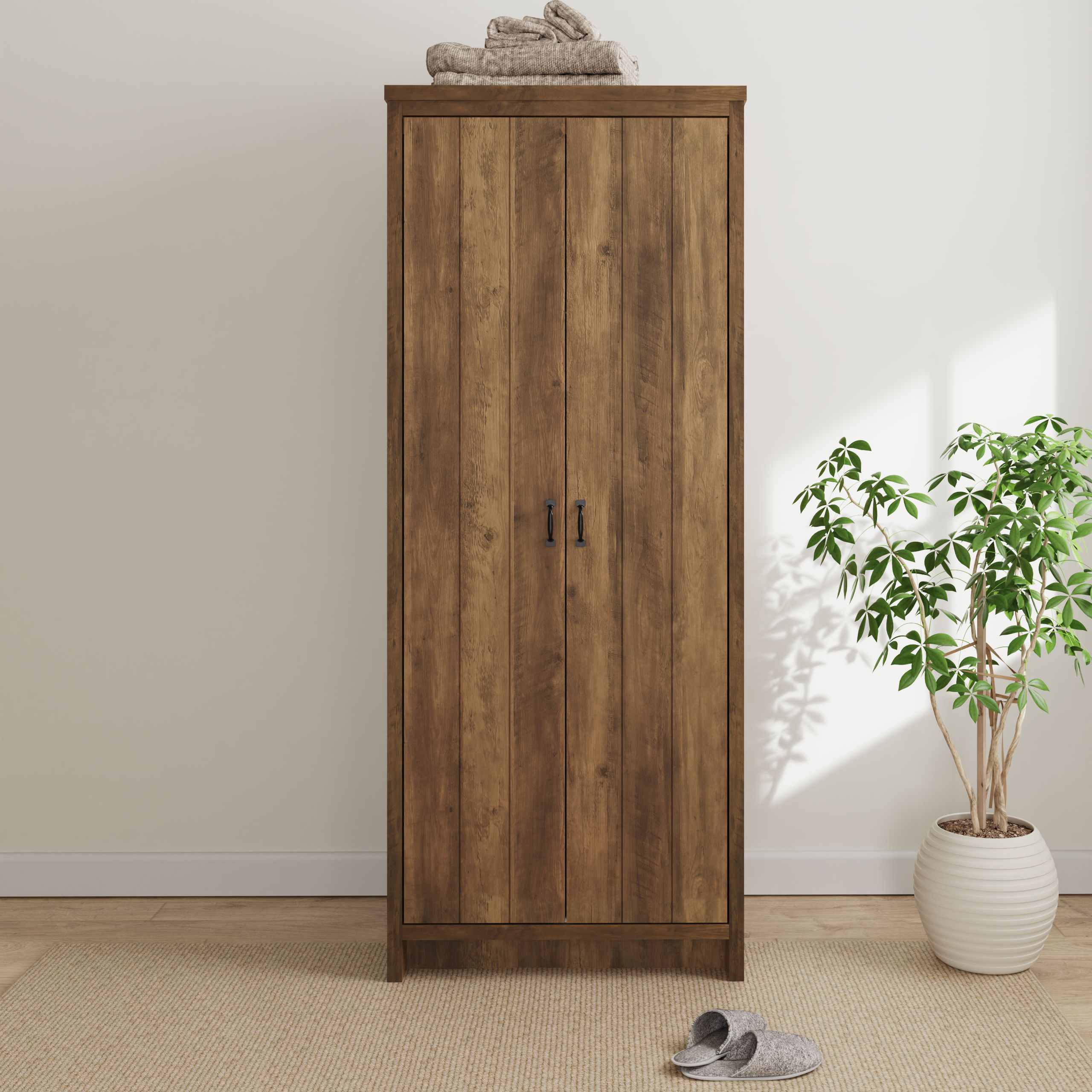 Wardrobe - BELONA 2 Door Wardrobe Knotty Oak 73cm - Campbell Craft