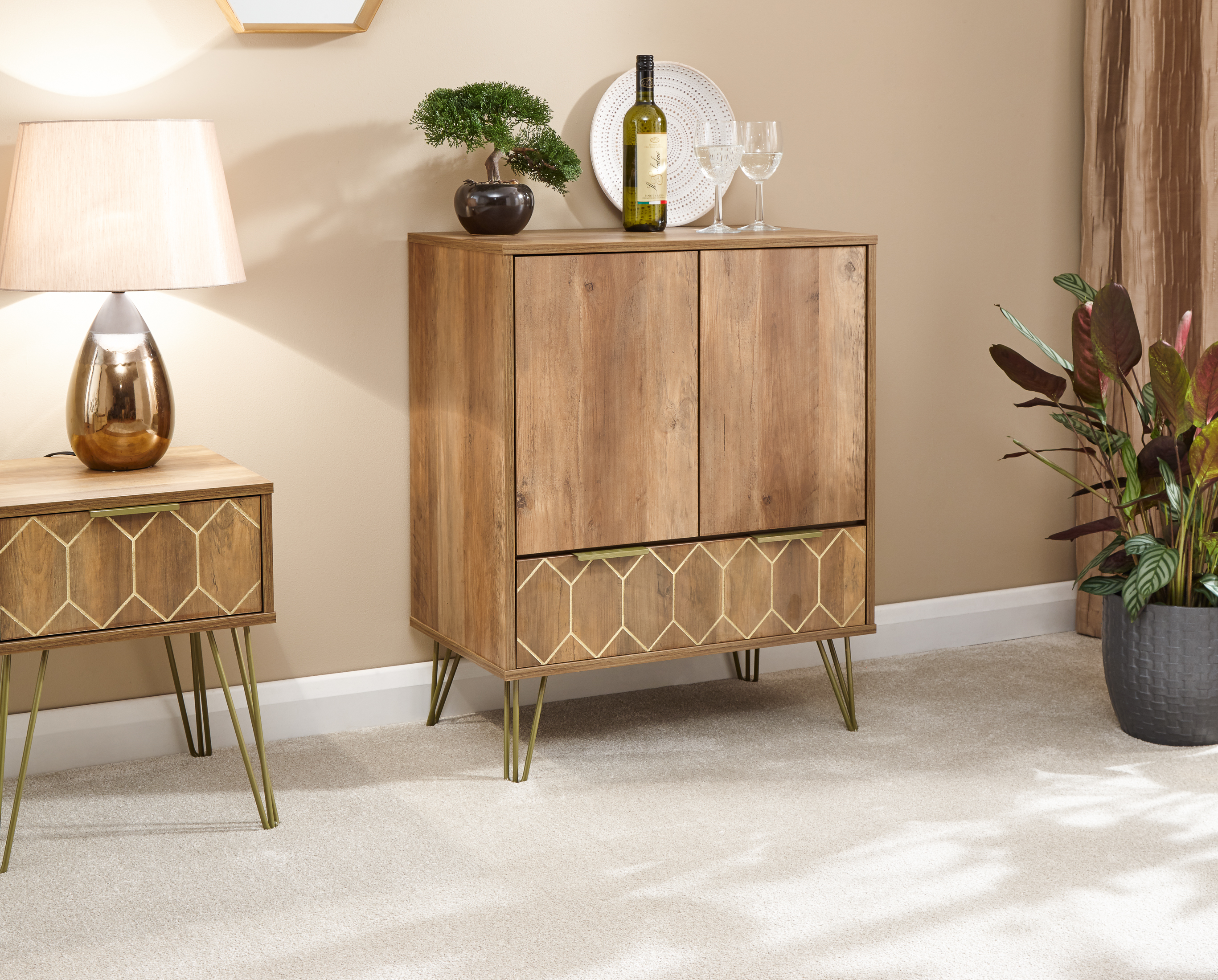 Orleans Vintage Style Wine Rack with Door and Drawers - Mango - Campbell Craft