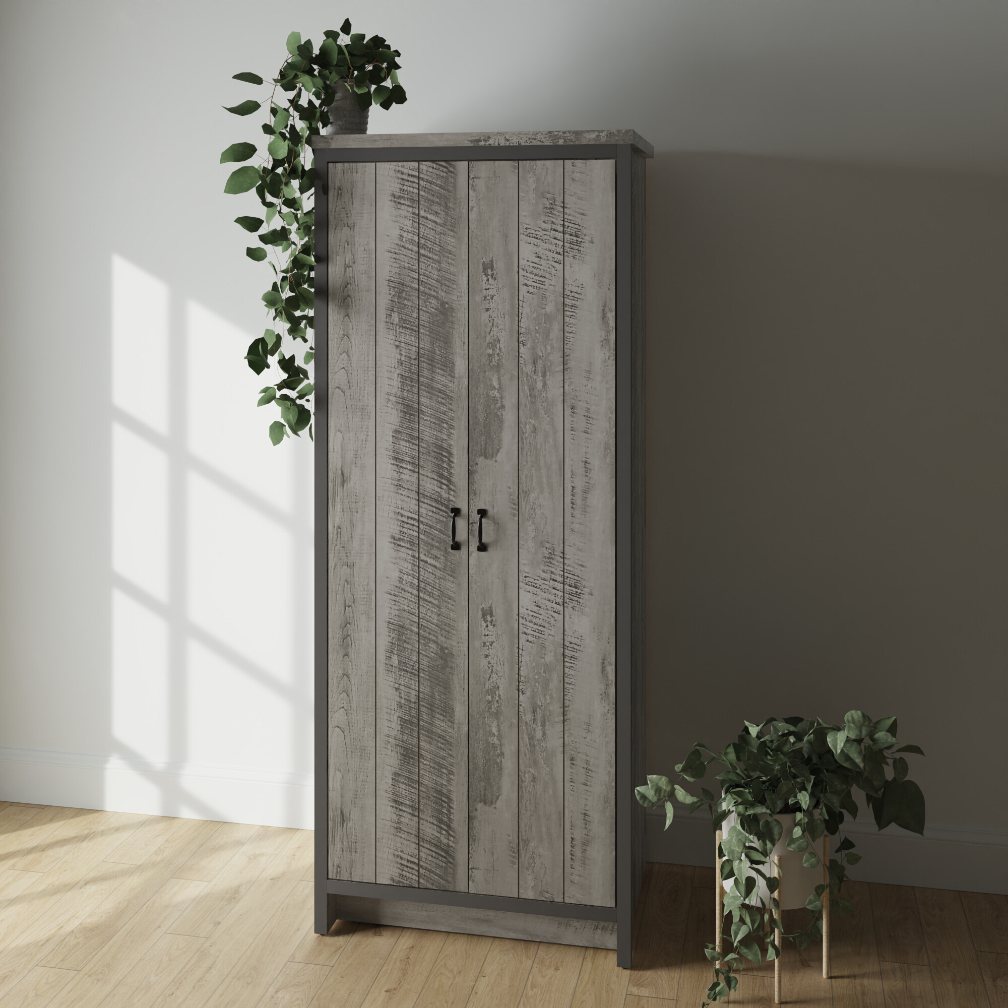 Wardrobe - BELONA 2 Door Wardrobe Grey 73cm - Campbell Craft