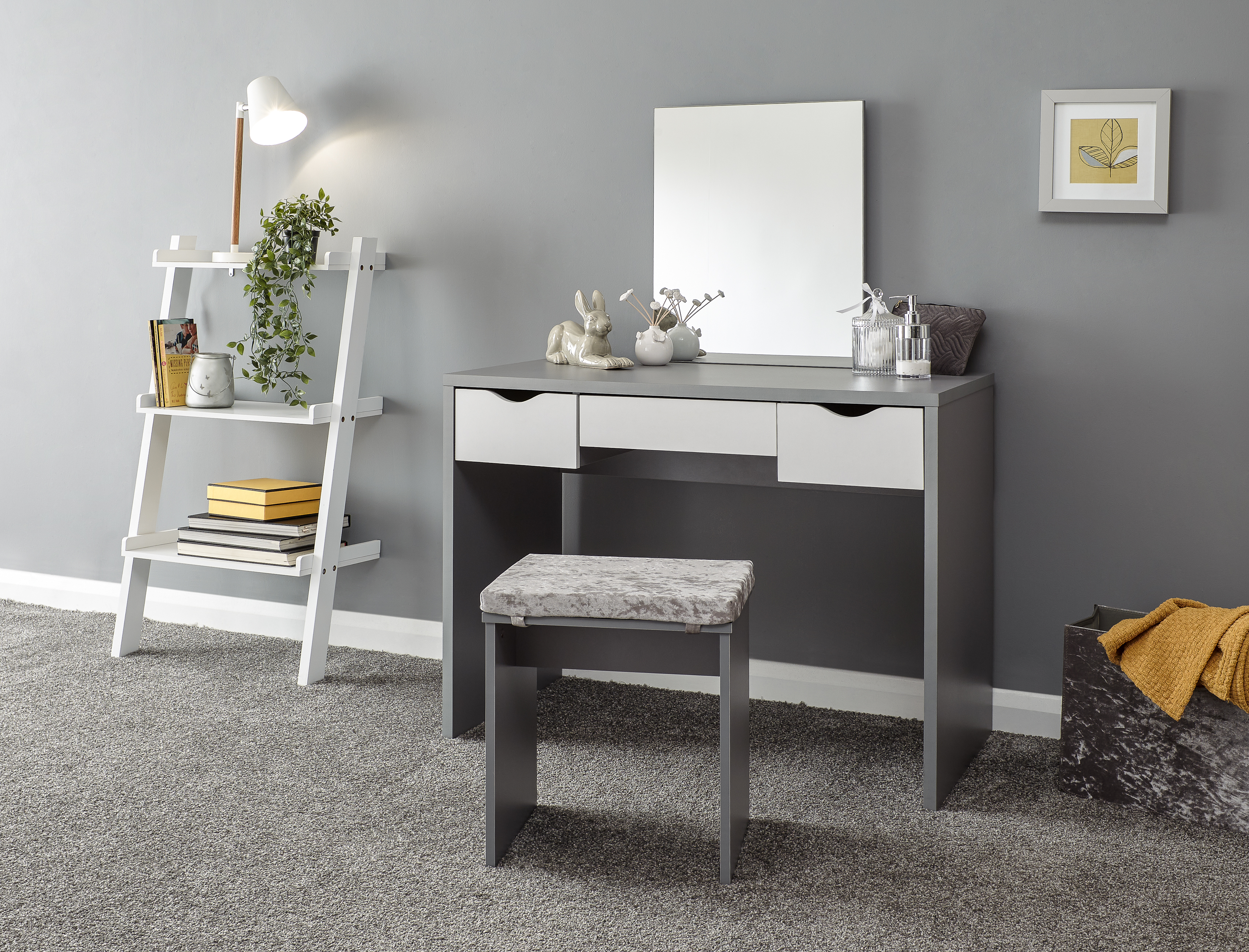 Dressing Table - ELIZABETH Dresser Grey and White 100cm - Campbell Craft