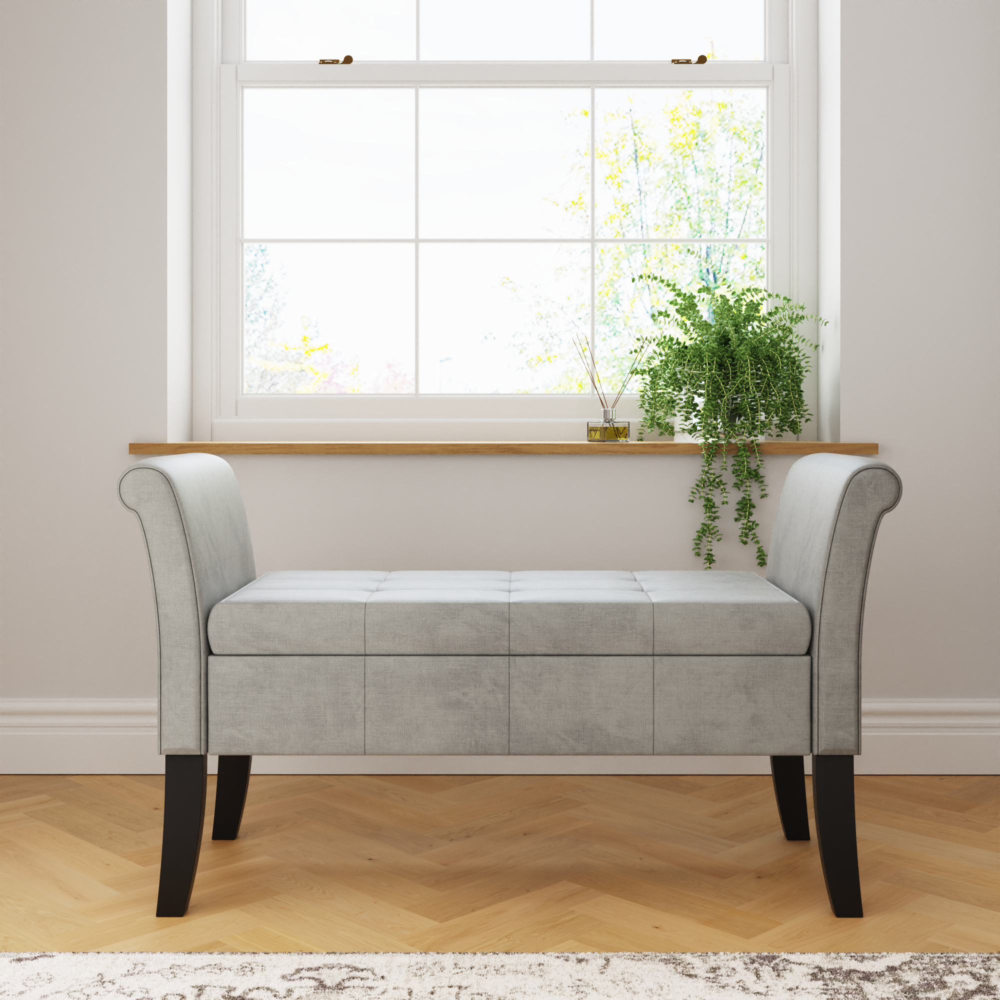Balmoral Window Seat Grey Chenille - Campbell Craft