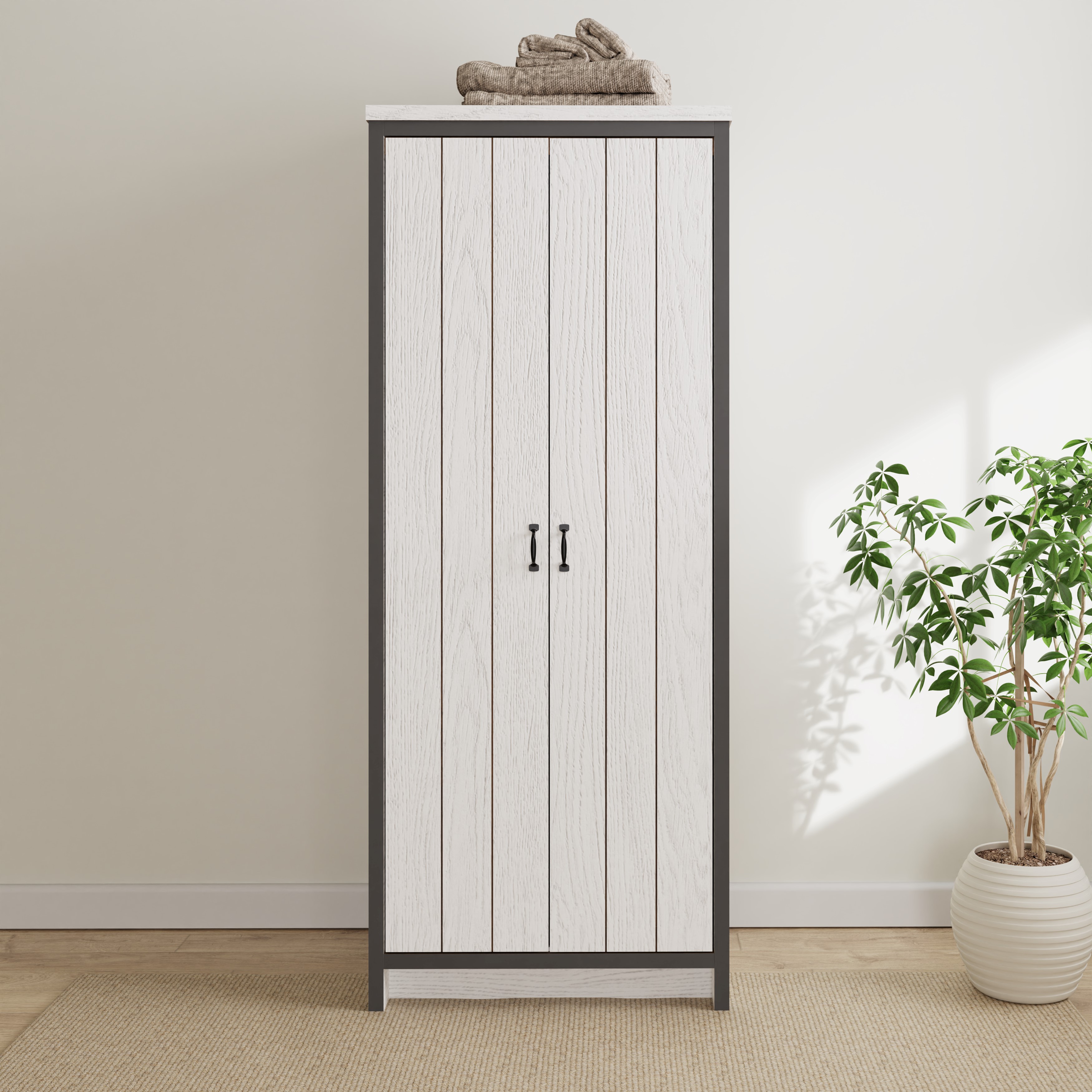 Wardrobe - BELONA 2 Door Wardrobe White 73cm - Campbell Craft