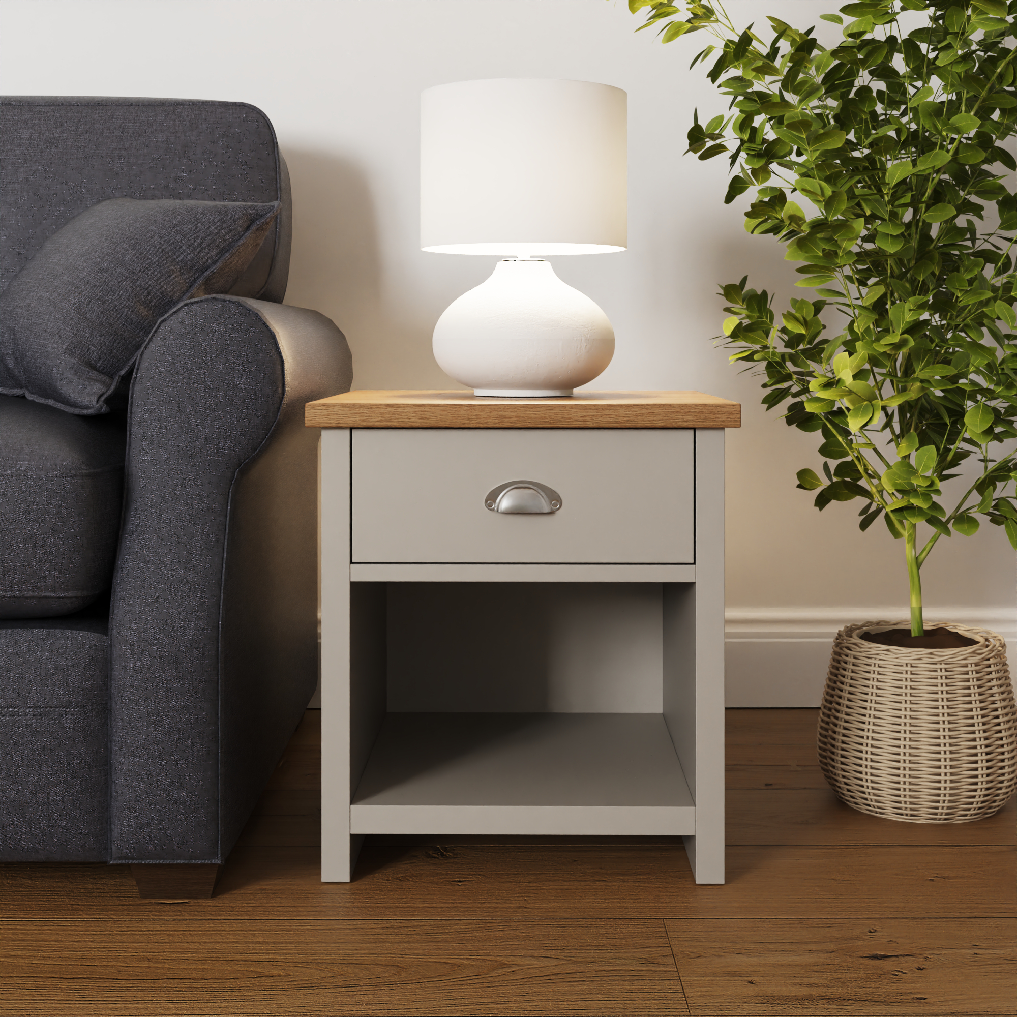 Lancaster Lamp Table Grey - Campbell Craft