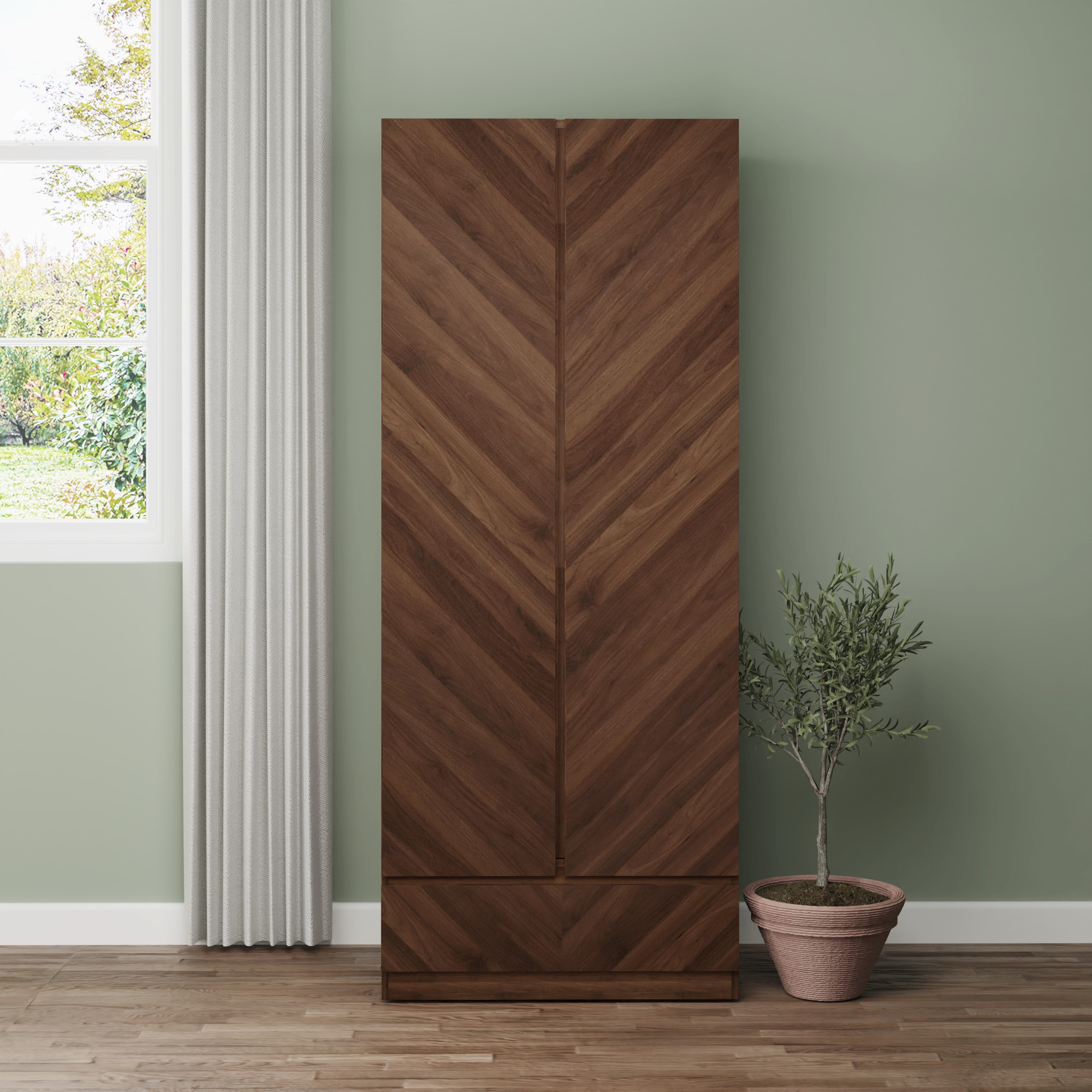Wardrobe - CHARLESTON 2 Door Wardrobe Walnut 79cm - Campbell Craft