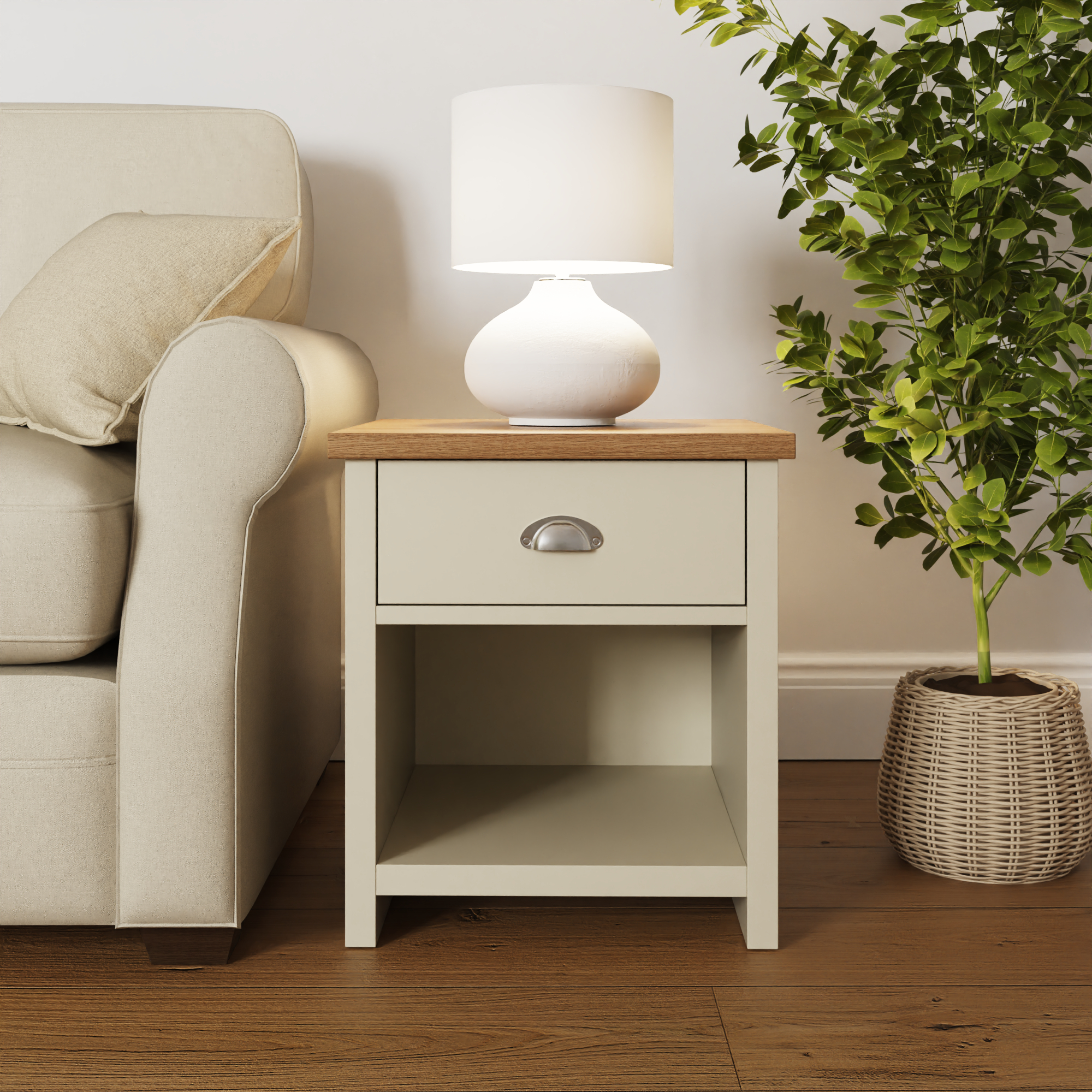 Lancaster Lamp Table Cream - Campbell Craft
