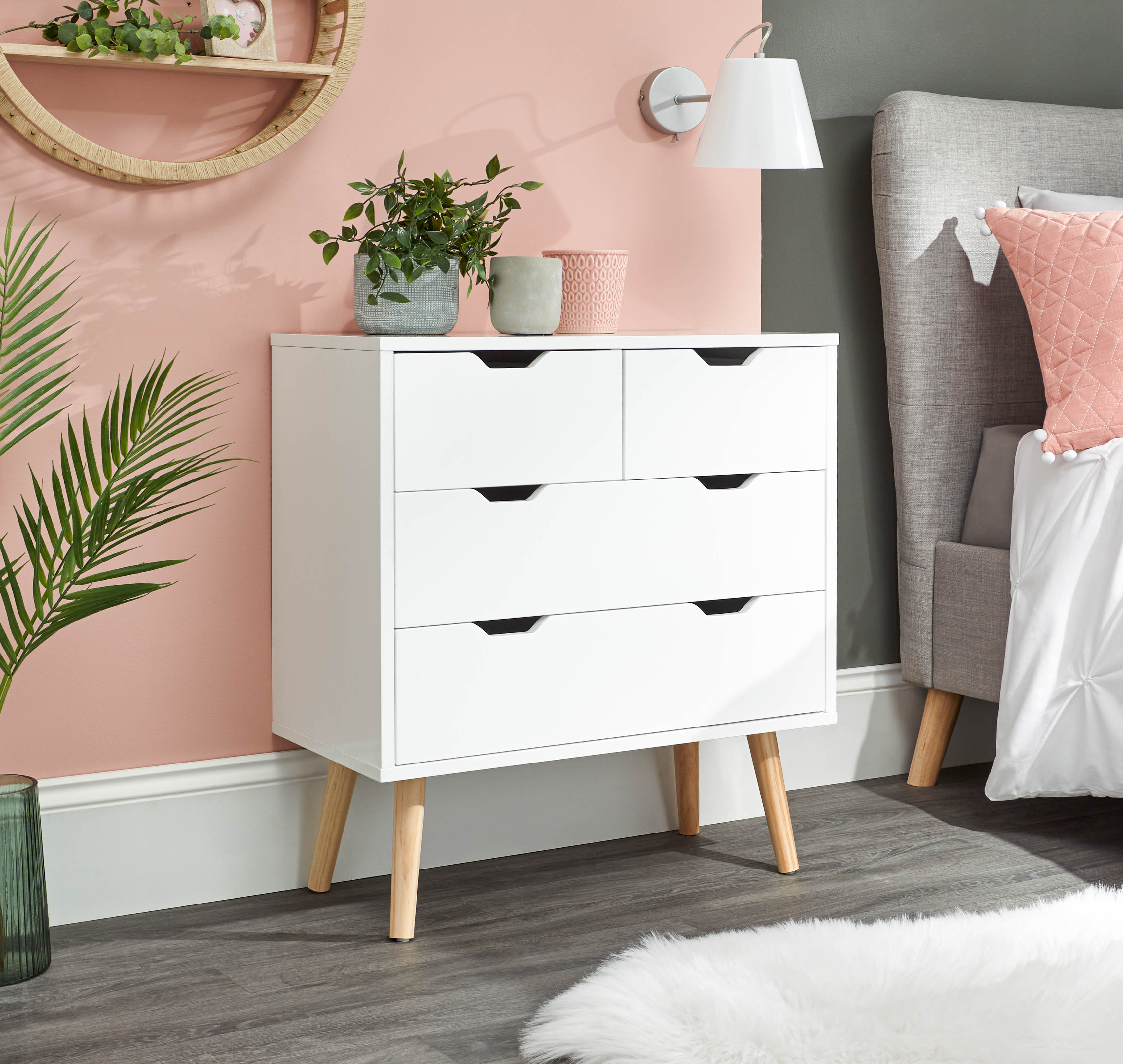 NORTHBAY White Chest of Drawers - Small-sized, 4 Drawers - Campbell Craft