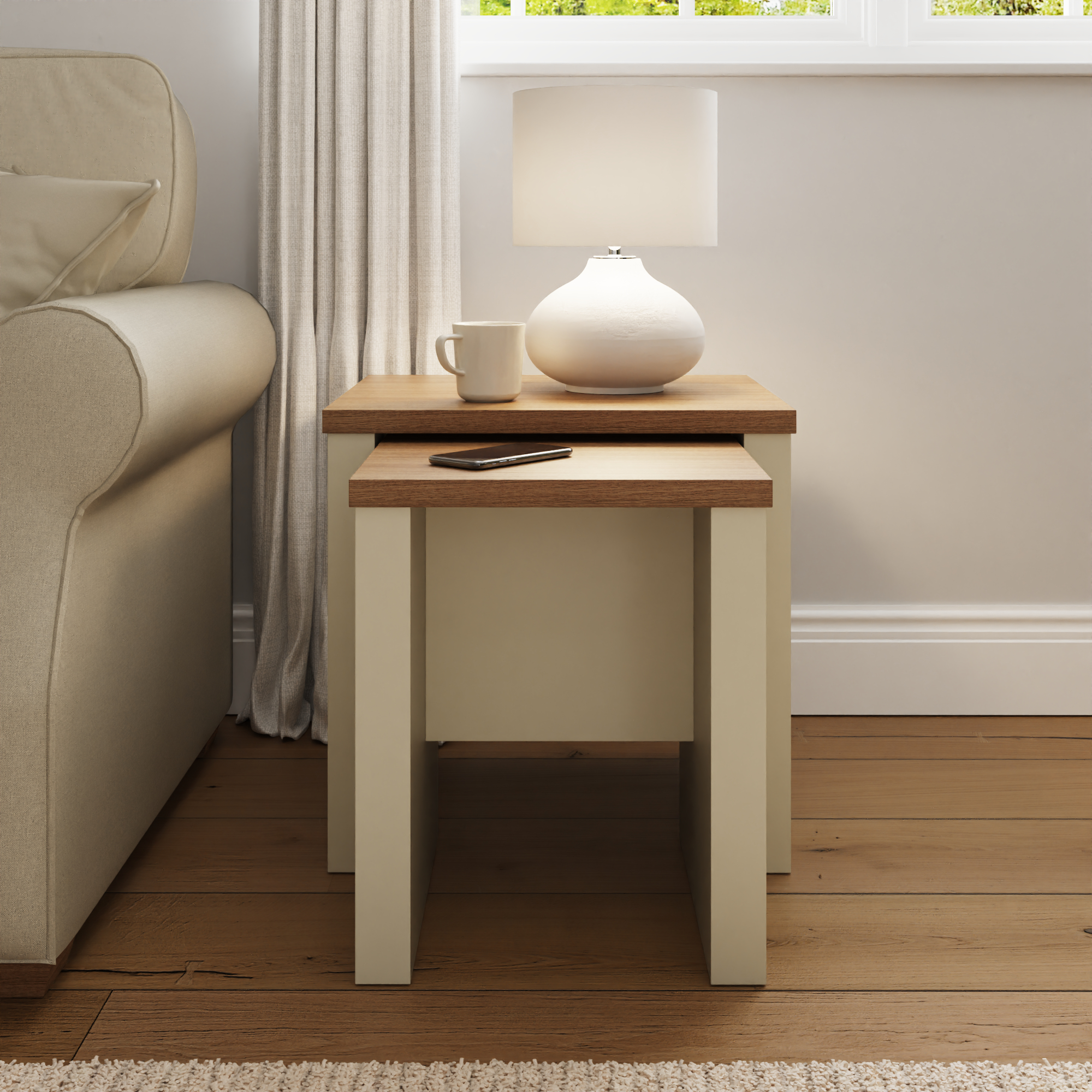 Lancaster Nesting Tables Cream - Campbell Craft