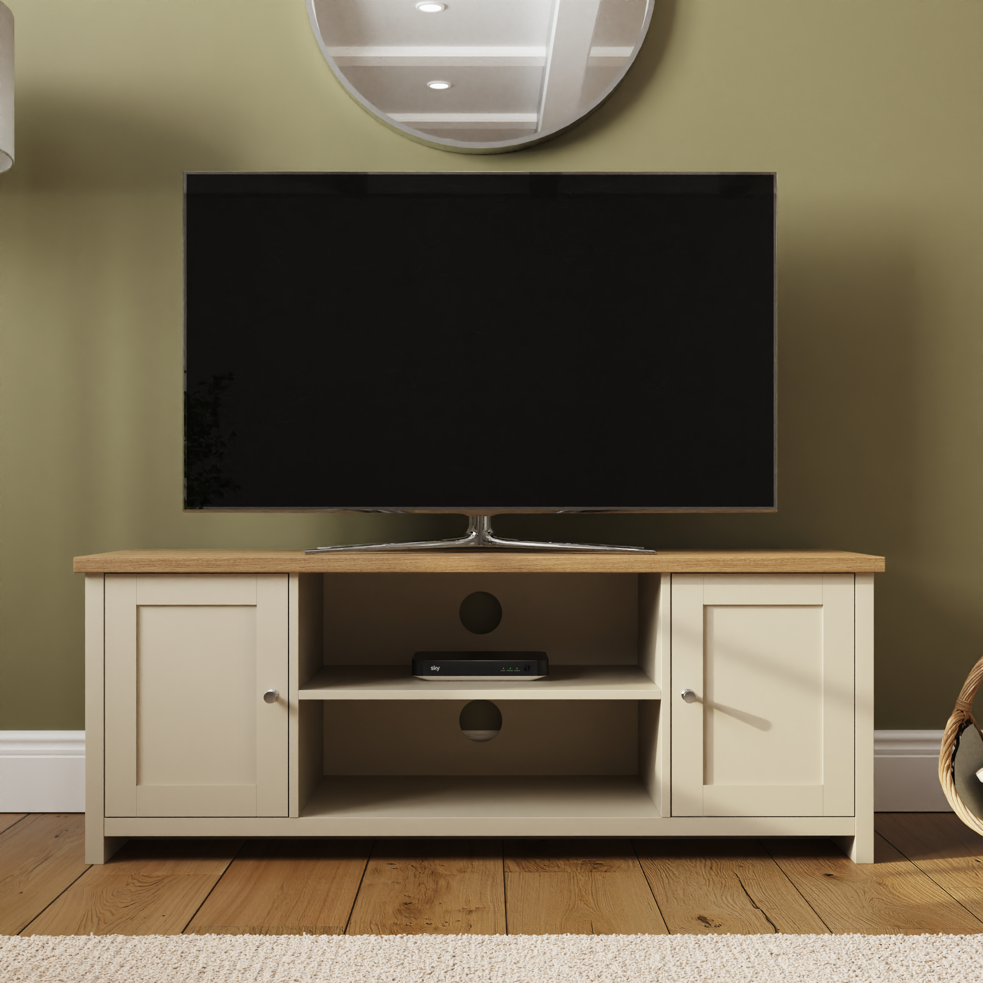 Lancaster Large TV Cabinet Cream - Campbell Craft