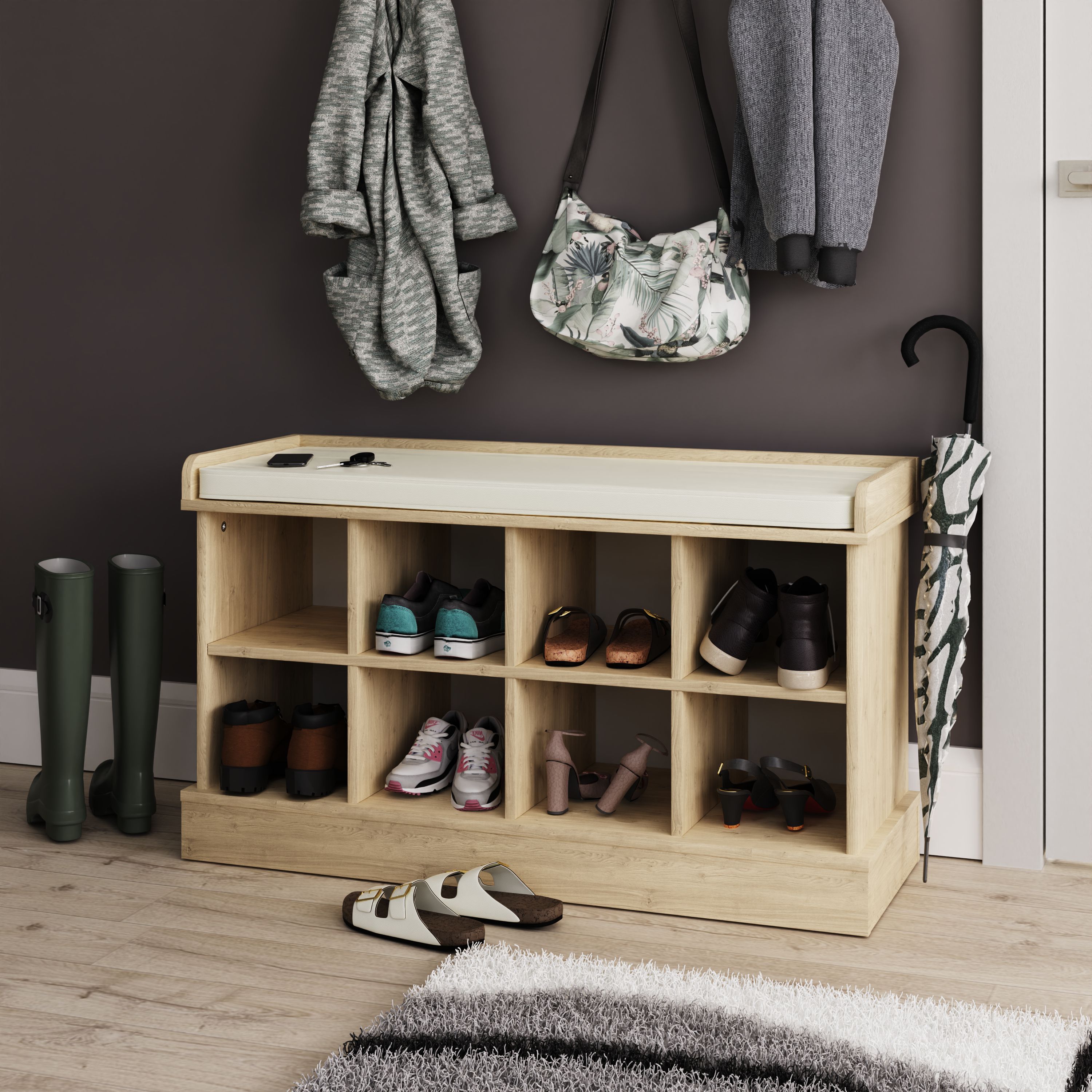 Kempton Shoe Bench Oak - Campbell Craft