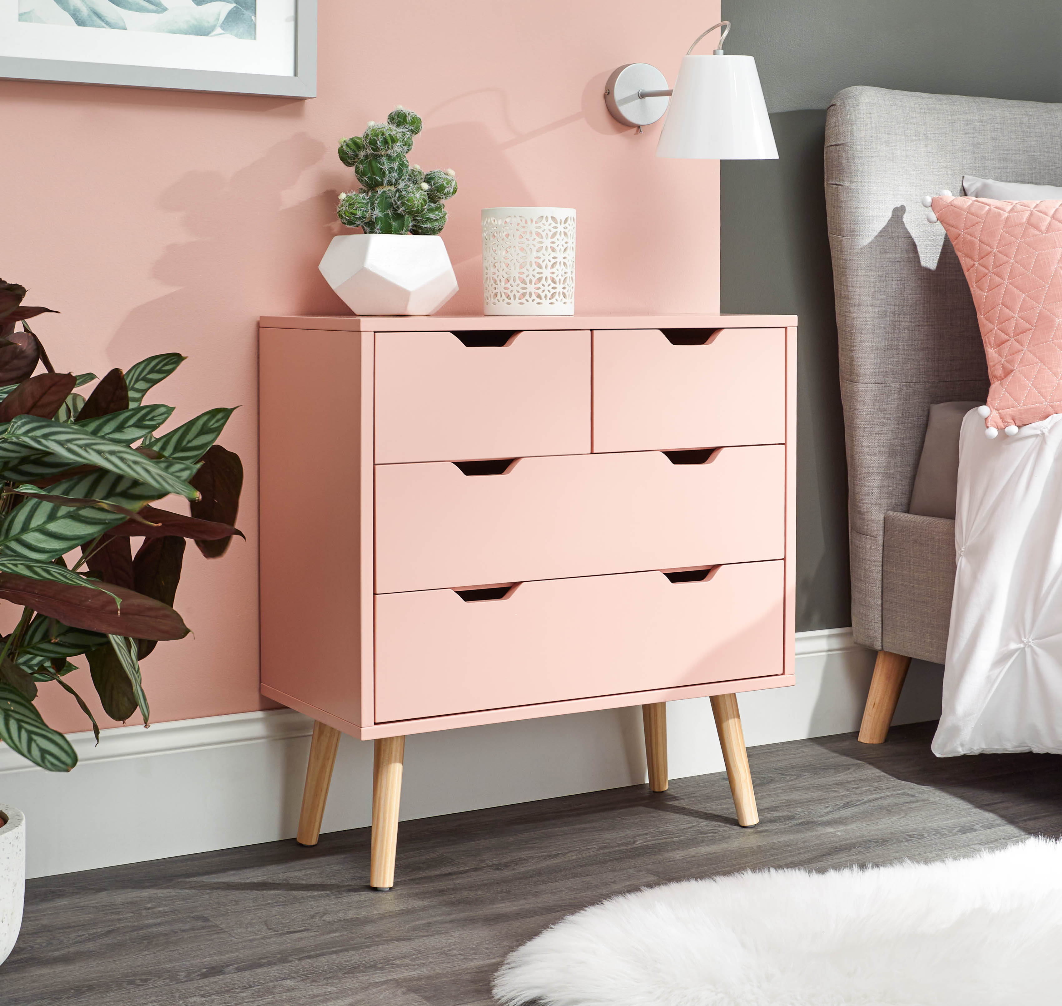 NORTHBAY Pink Chest of Drawers - Small-sized, 4 Drawers - Campbell Craft