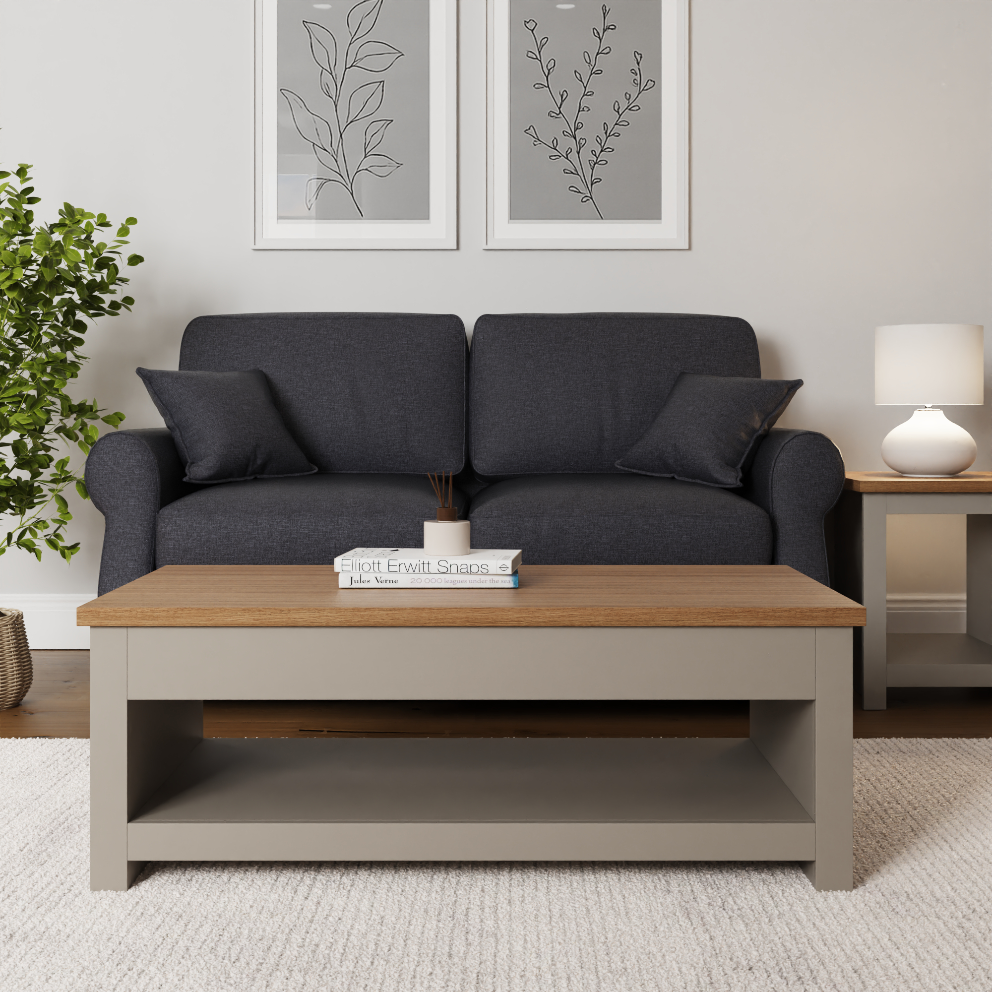 Lancaster Lift Up Coffee Table - Grey - Campbell Craft