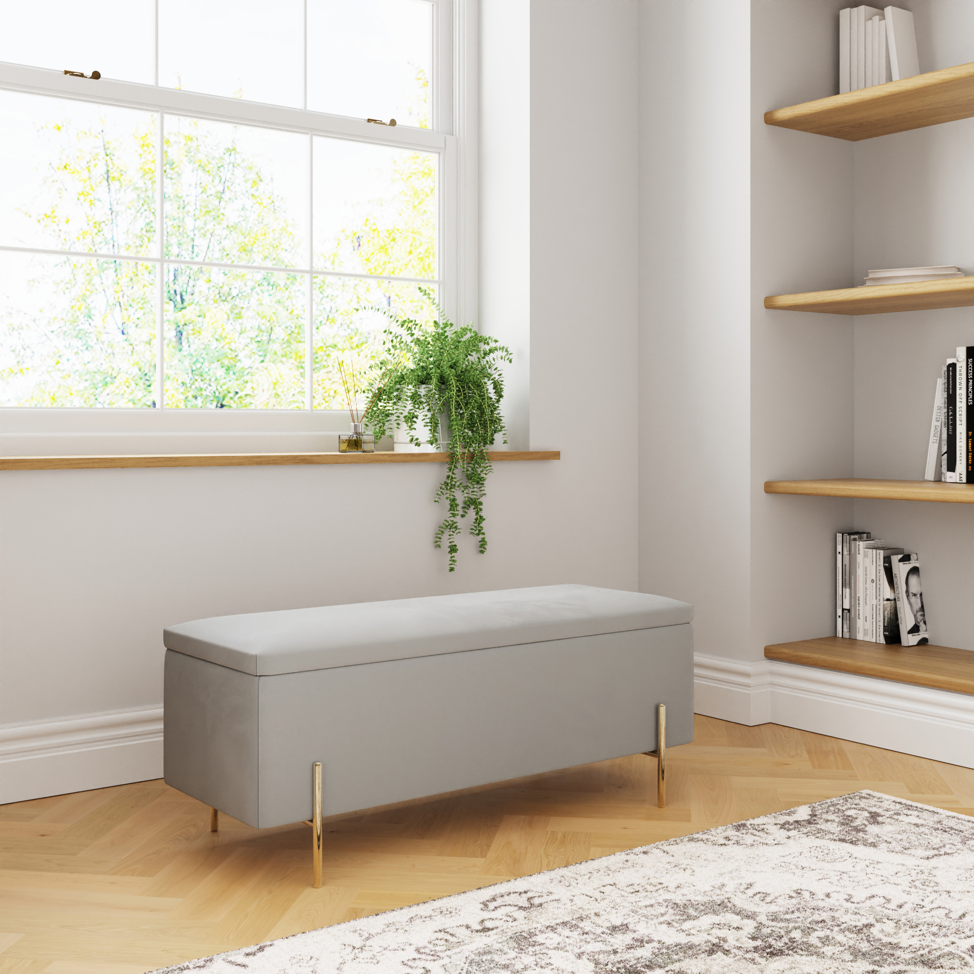 Mystica Ottoman Storage Bench Grey - Campbell Craft