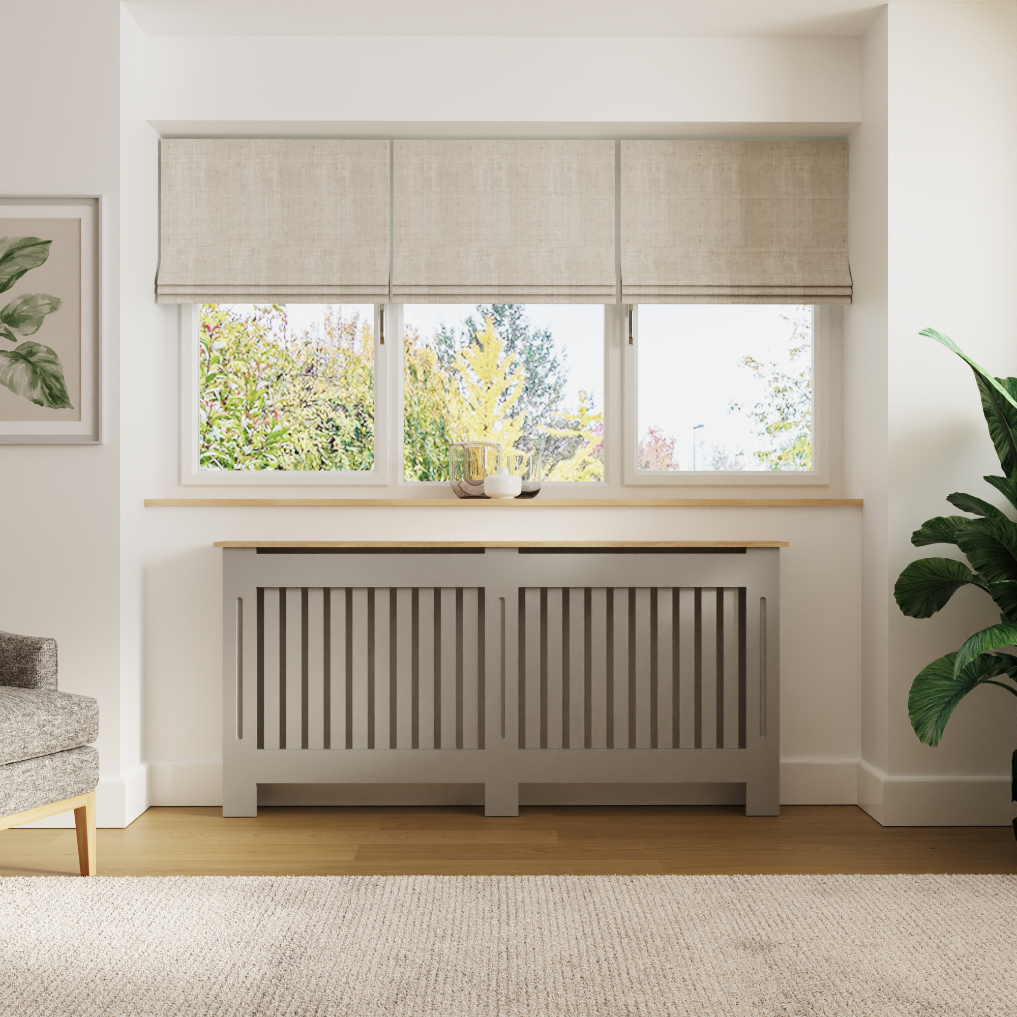 Radiator Cover - Emily Radiator Cover Extra Large Grey and Oak - Campbell Craft