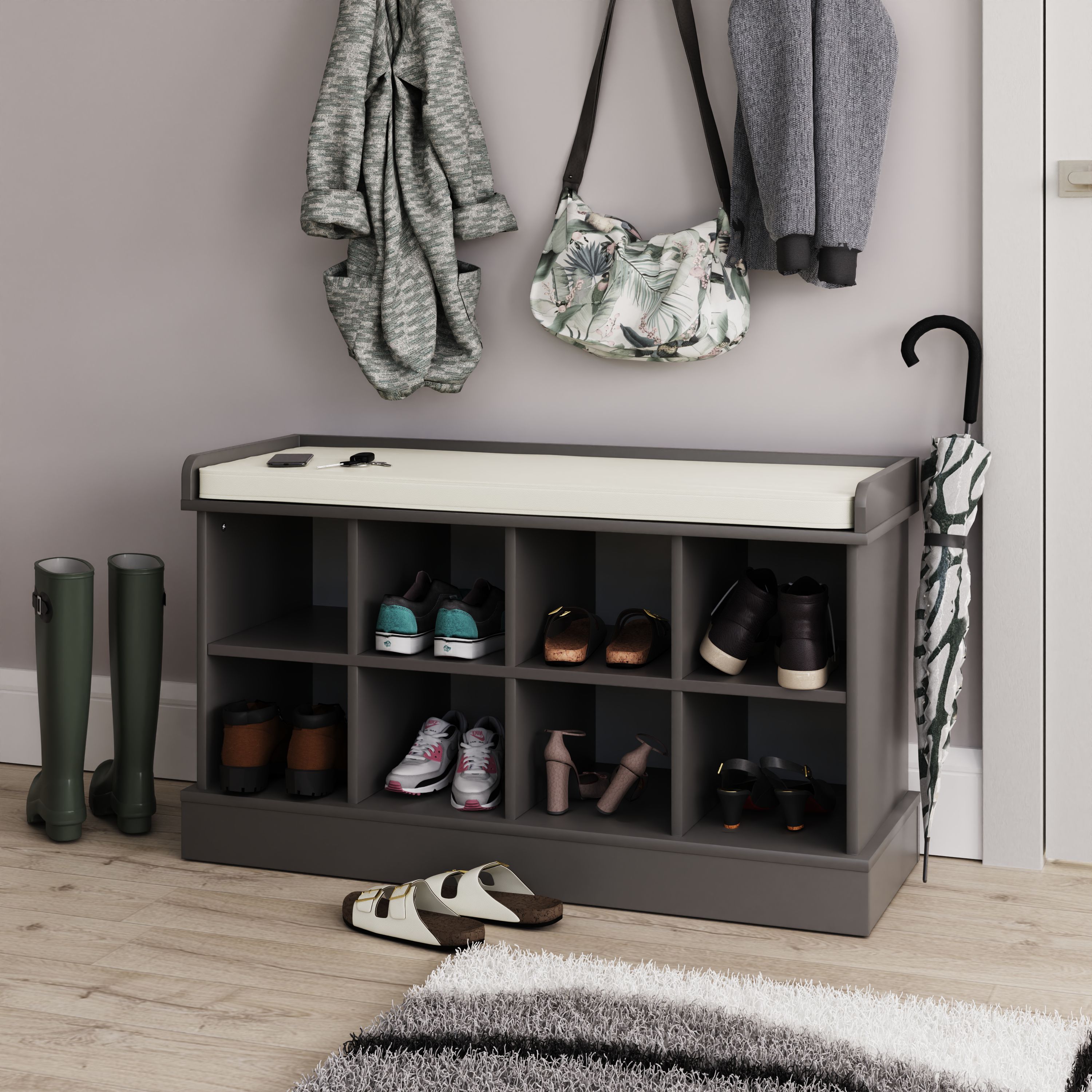 Kempton Shoe Bench Grey - Campbell Craft